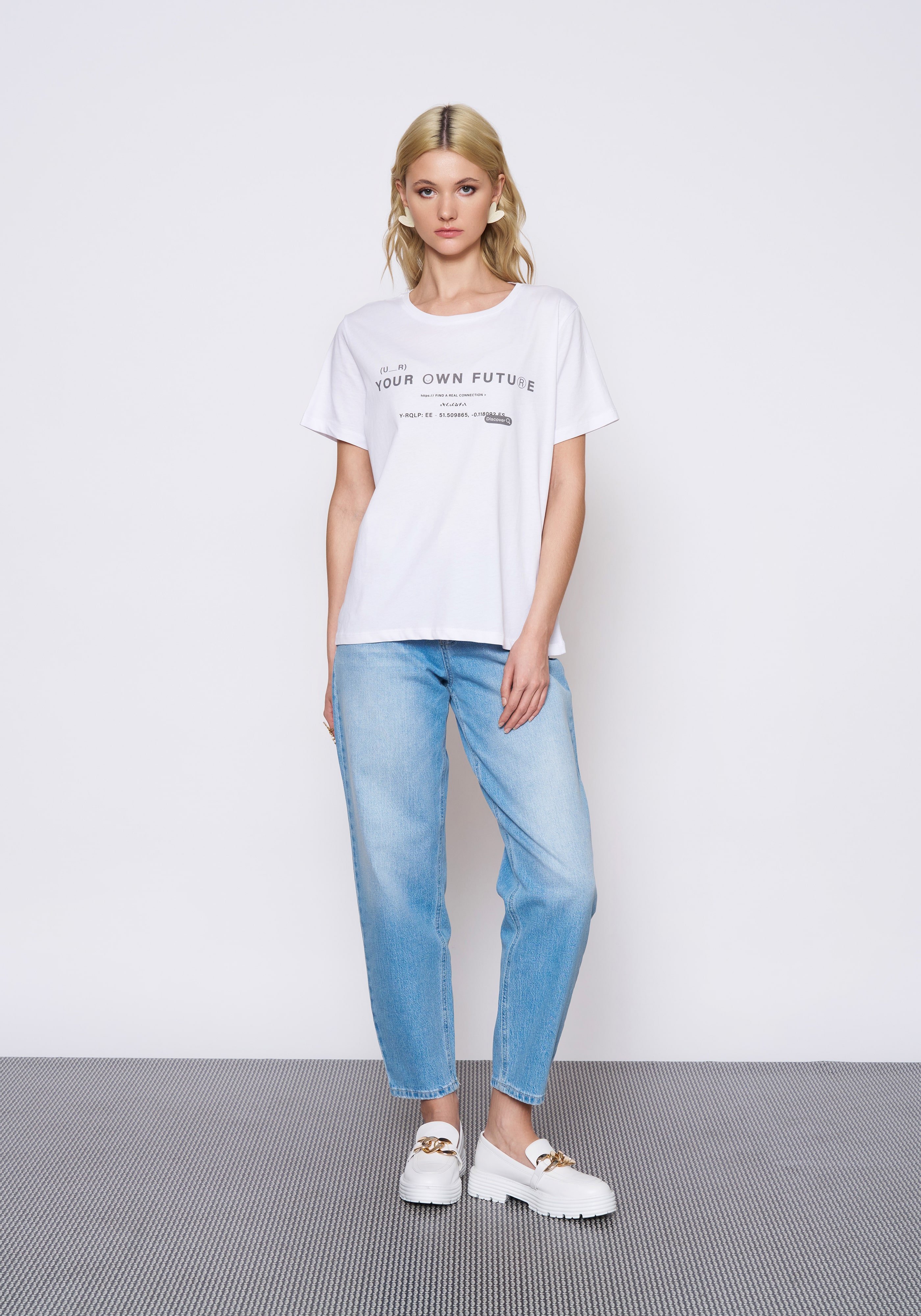 Baskılı Beyaz T-Shirt
