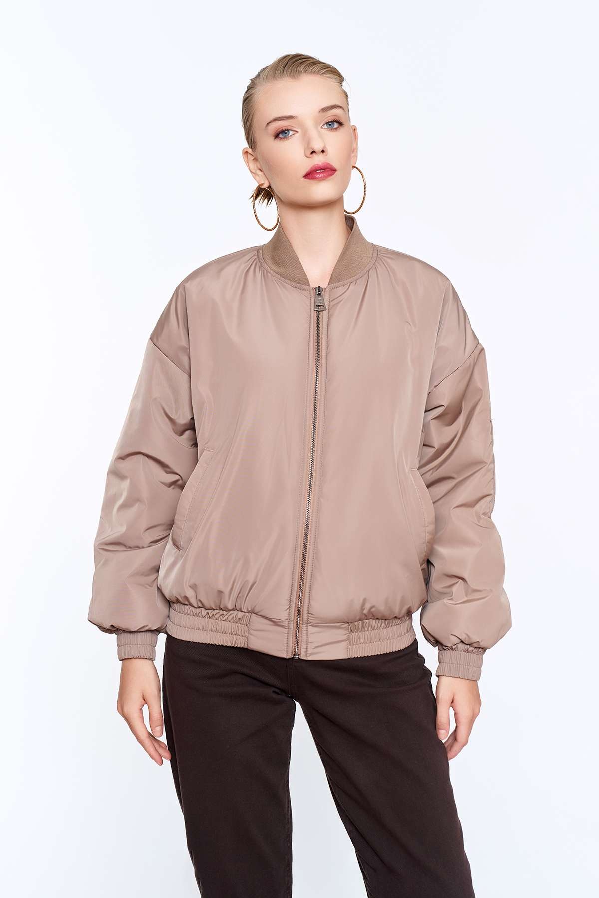 Bej Bomber Ceket