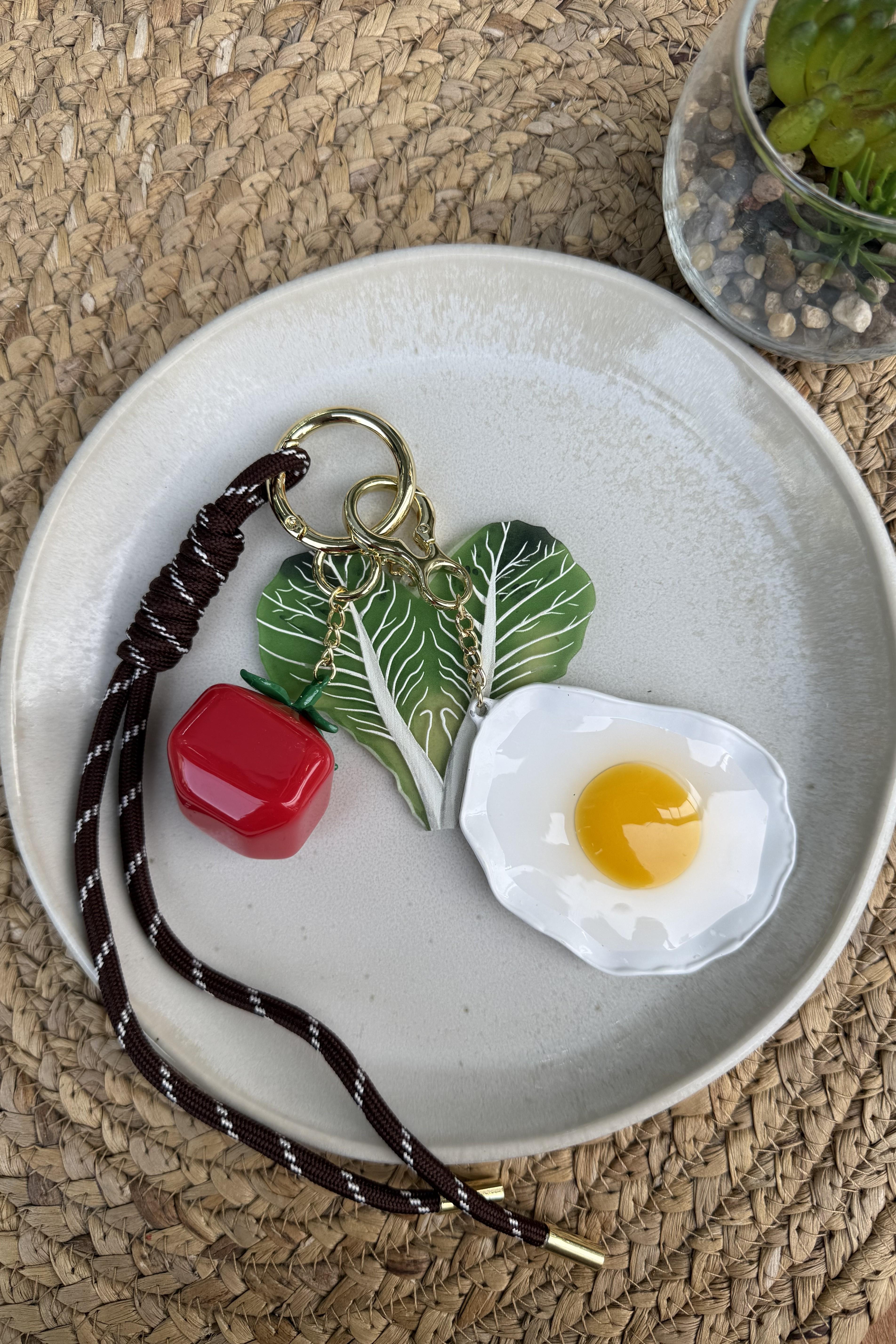 Sunny Side Up Yumurta Charm Anahtarlık & Çanta Aksesuarı