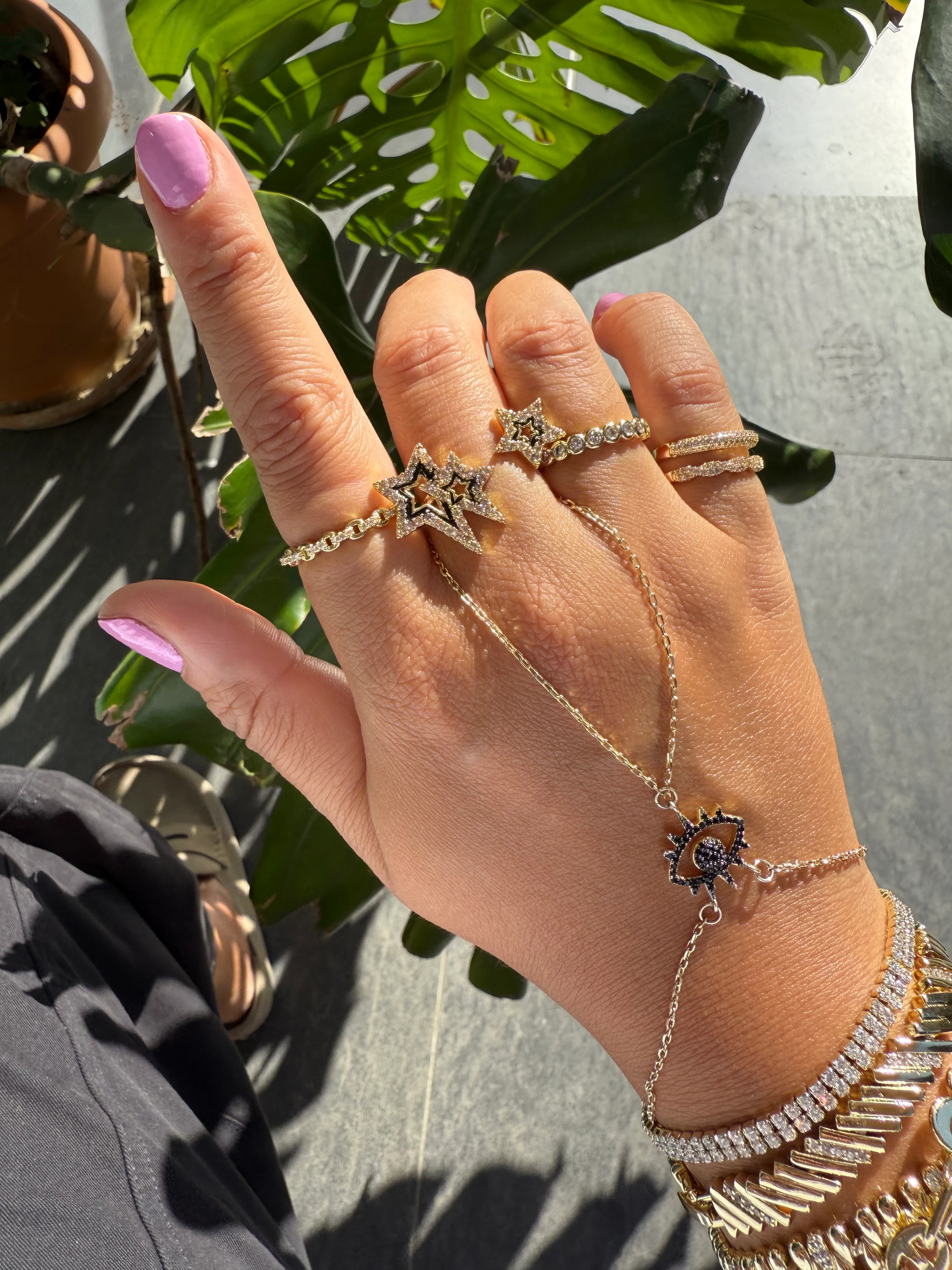 14K Altın Kaplama Çift Yön Yıldız Yüzük