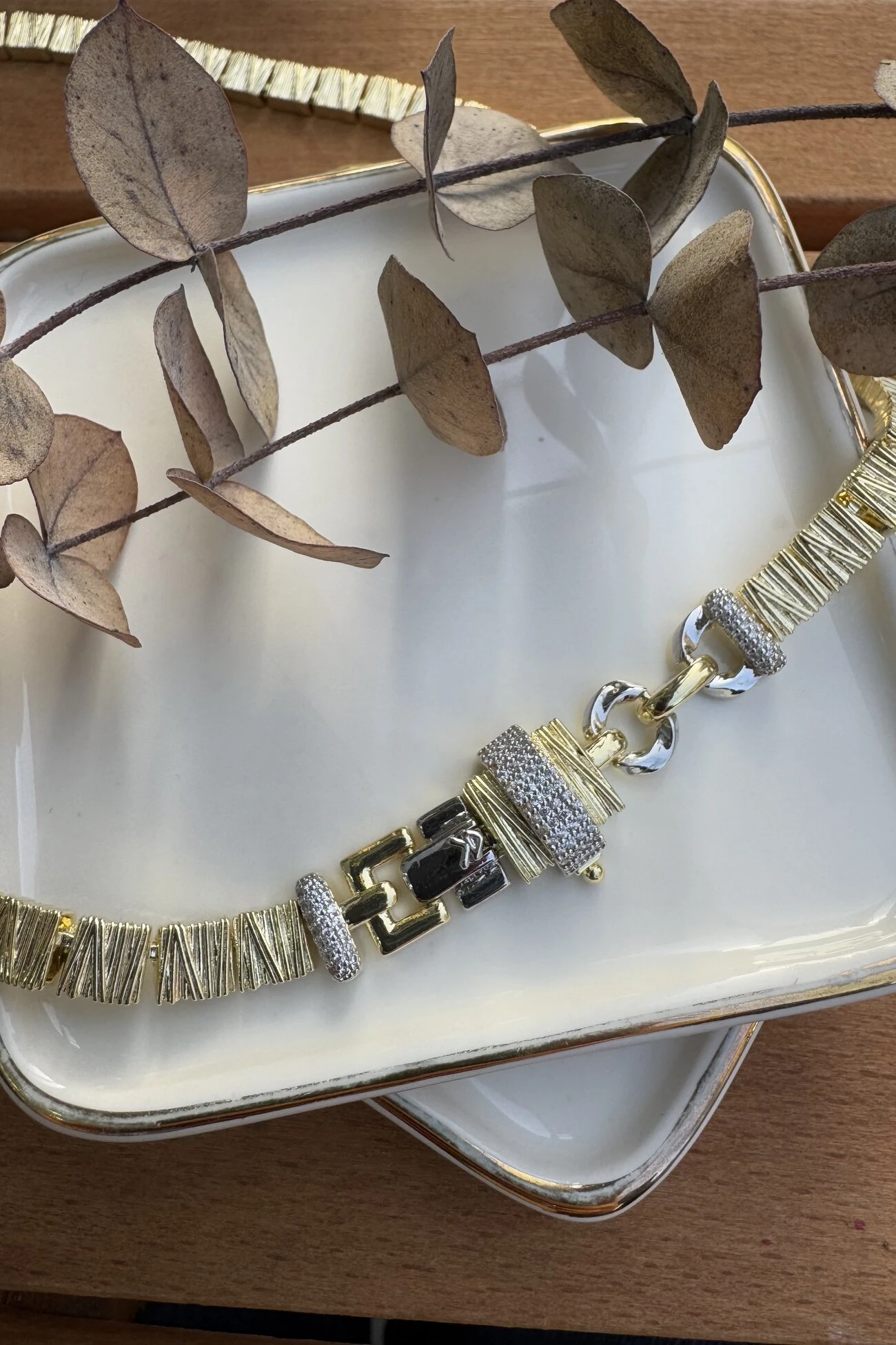 14K Altın Kaplama Özel Kapamalı Marka Kolye 45cm