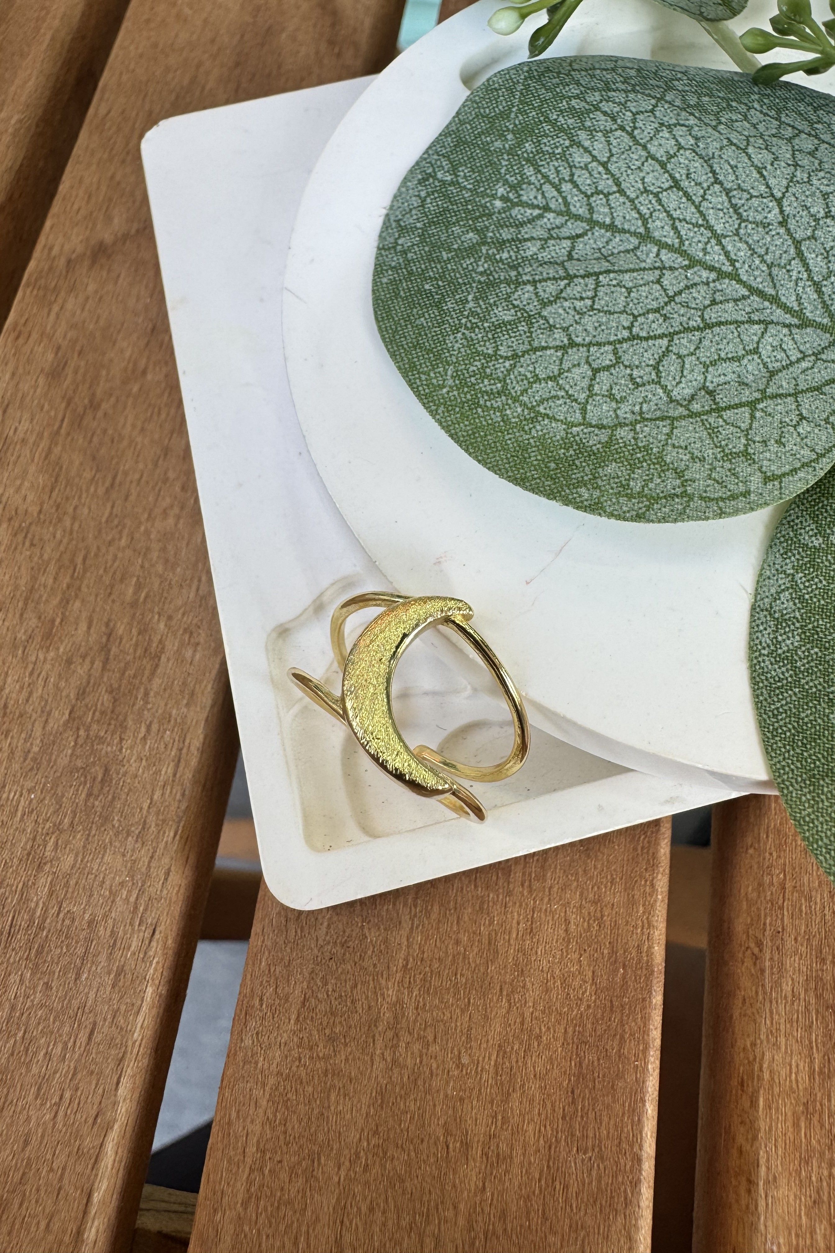 14K Altın Kaplama Ay Yüzük Gold