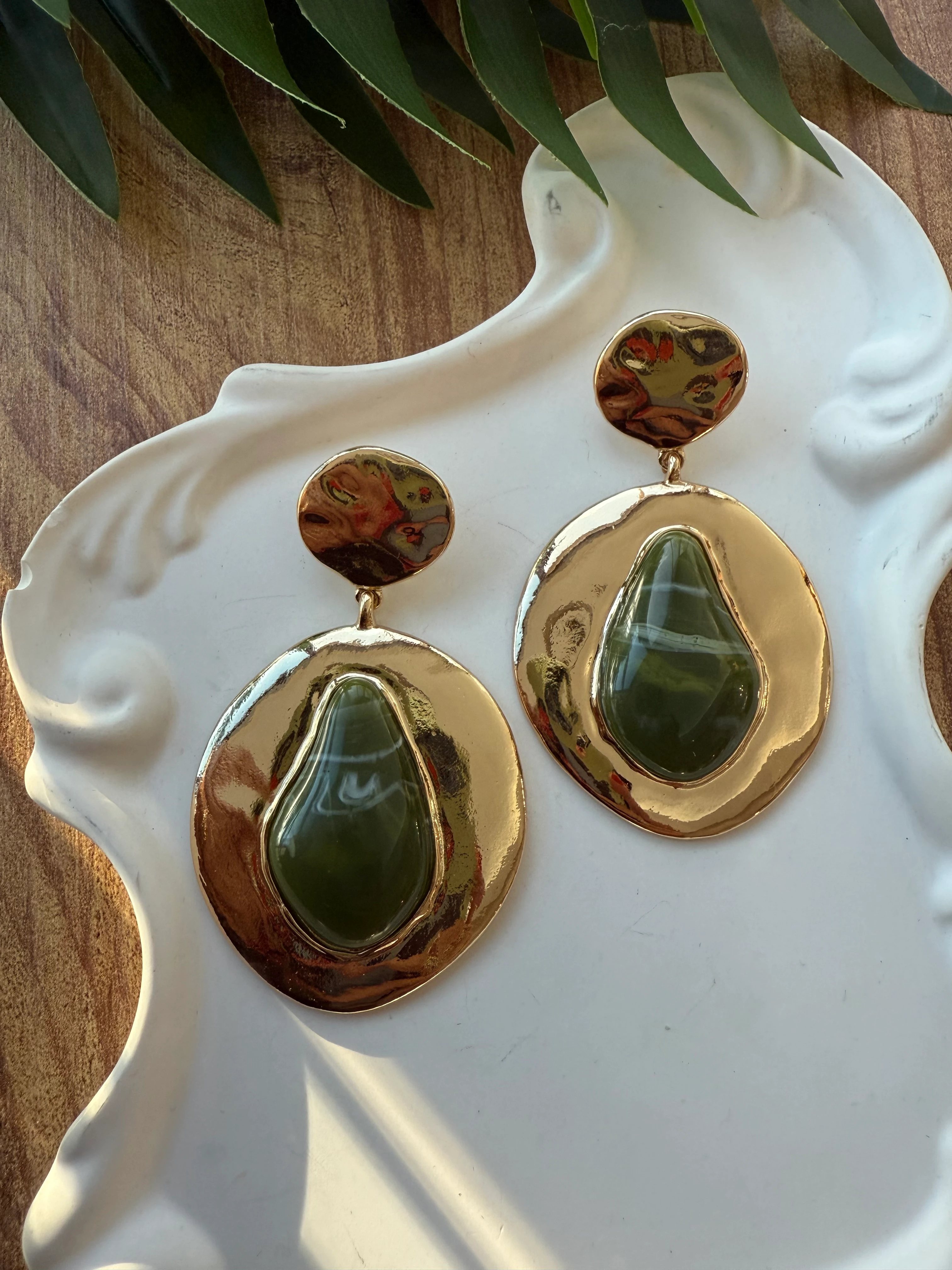 ZR Model Yeşim Taşlı Maksi Küpe