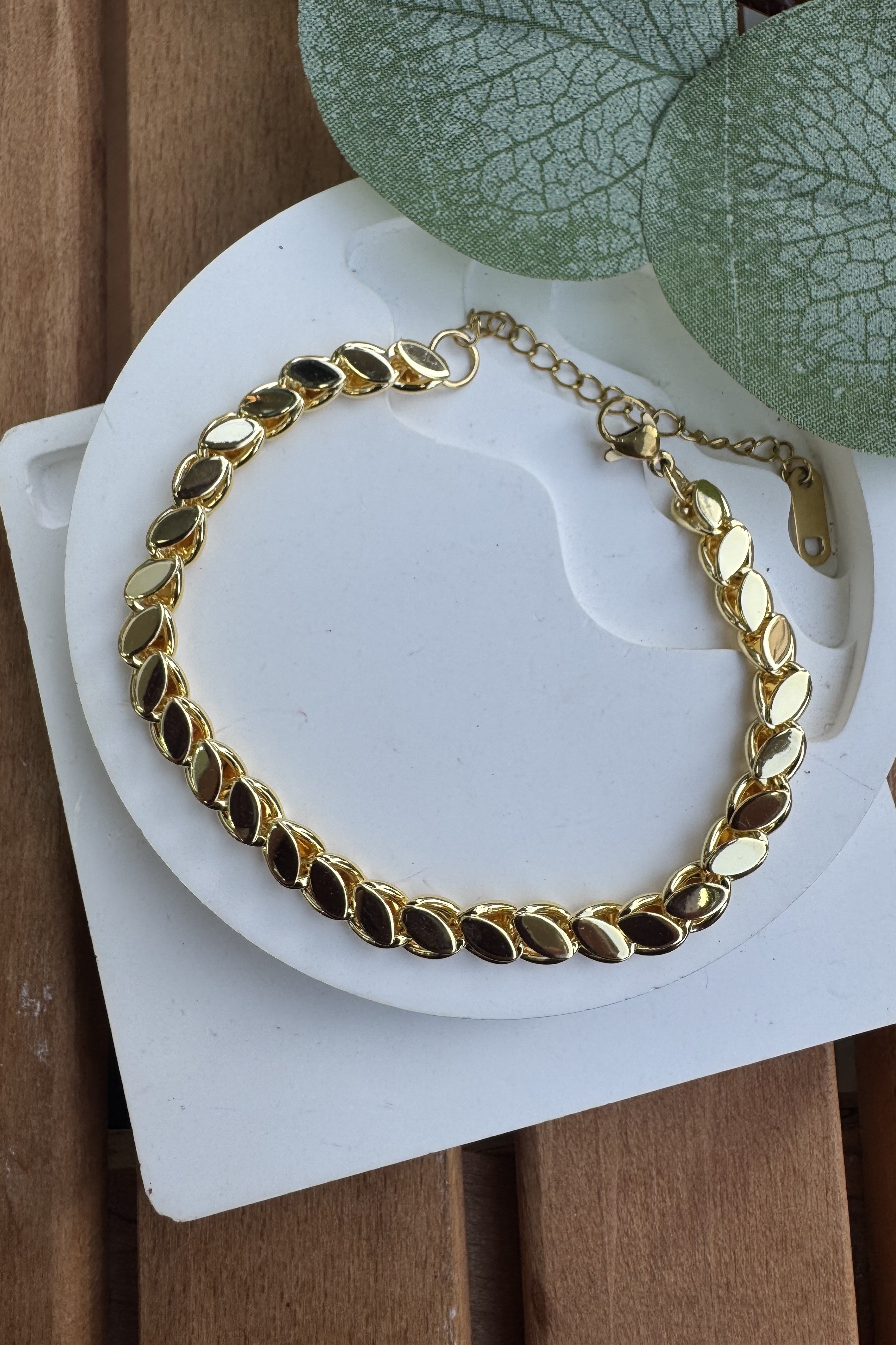 14K Altın Kaplama Arpa Bileklik 18+4cm