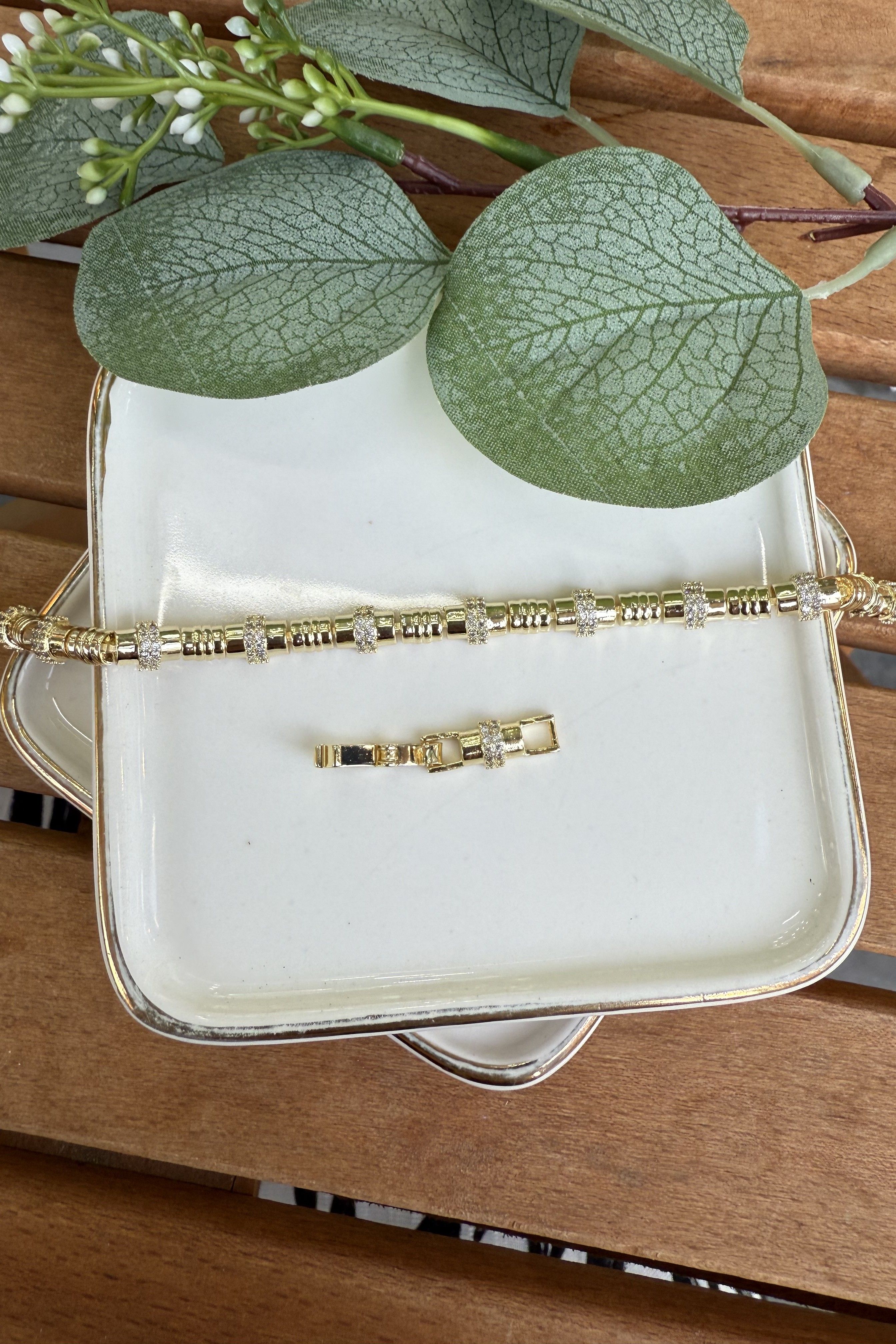 14K Altın Kaplama Üstü Taşlı Serenay Bileklik 17+2cm