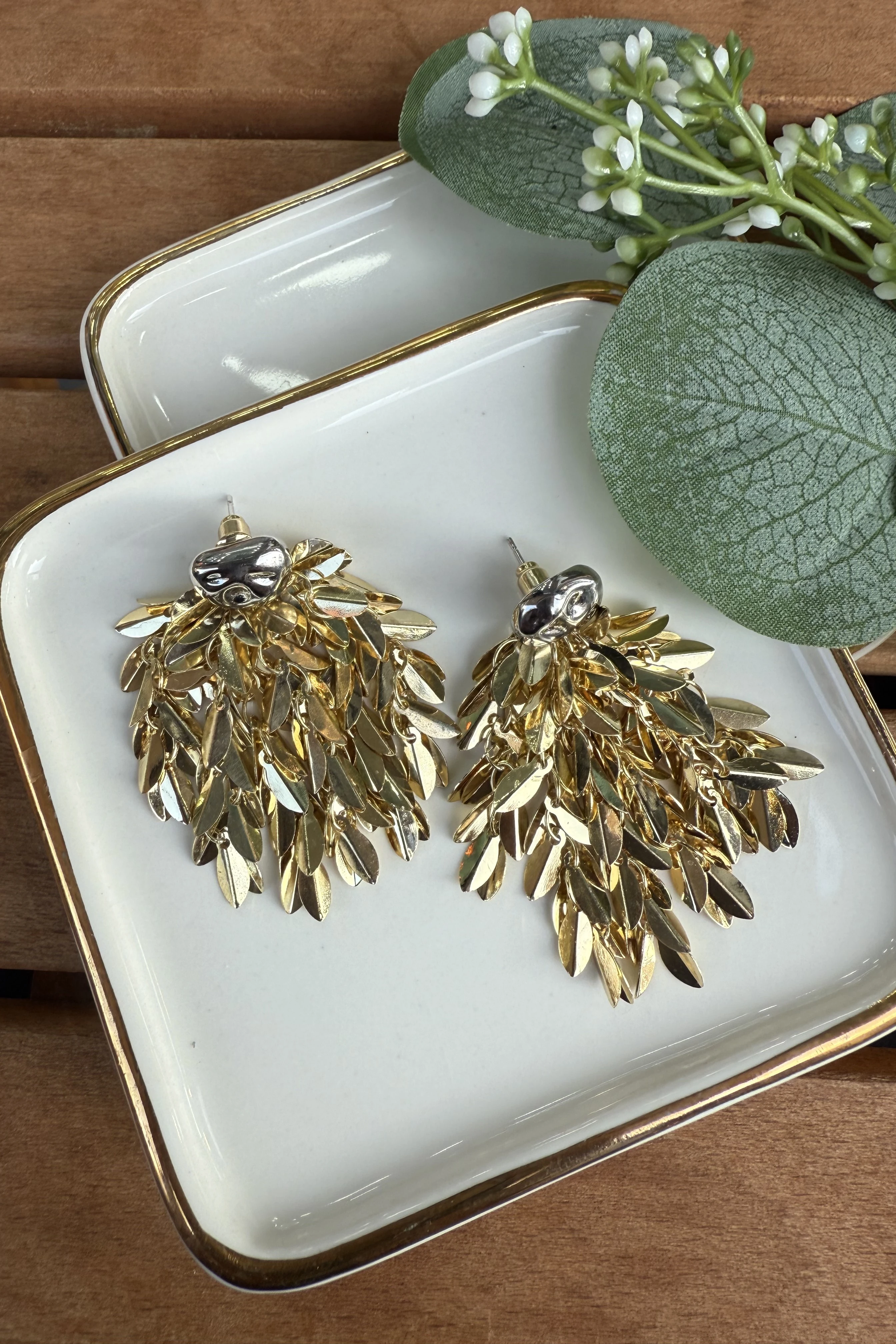 14K Altın Kaplama Çift Renk Püsküllü Küpe