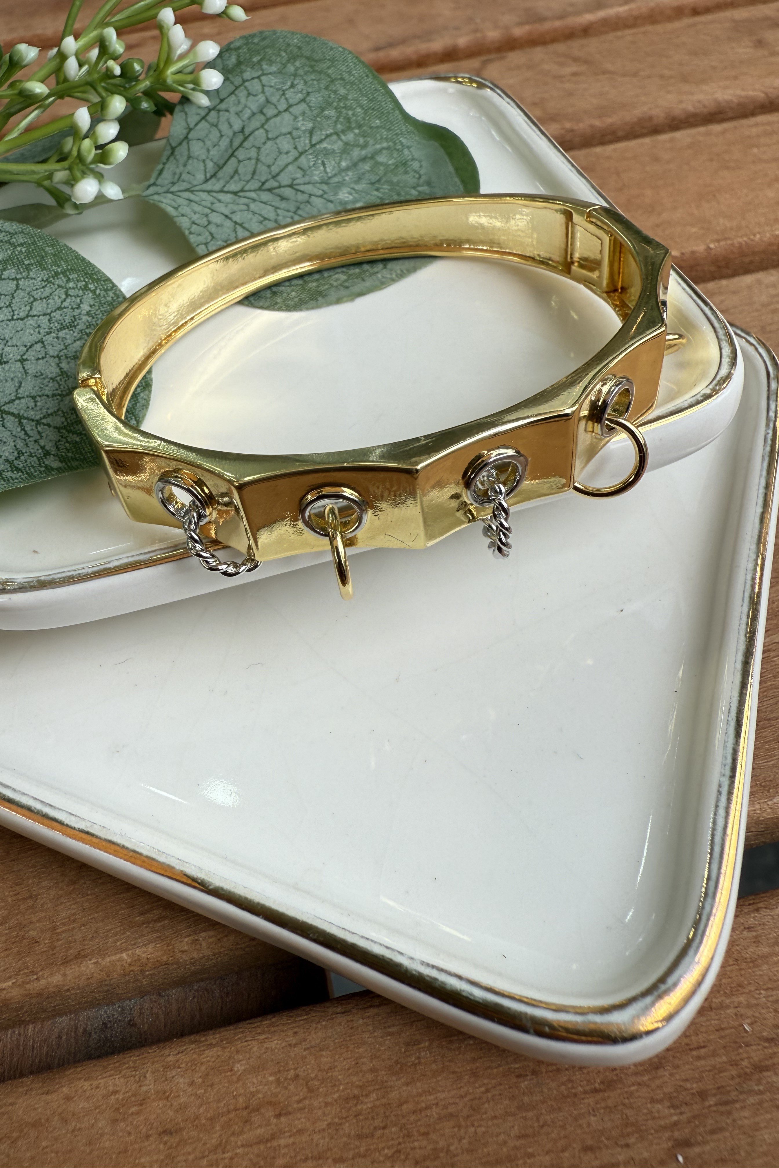 14K Altın Kaplama Plakalı Spinel Bilezik