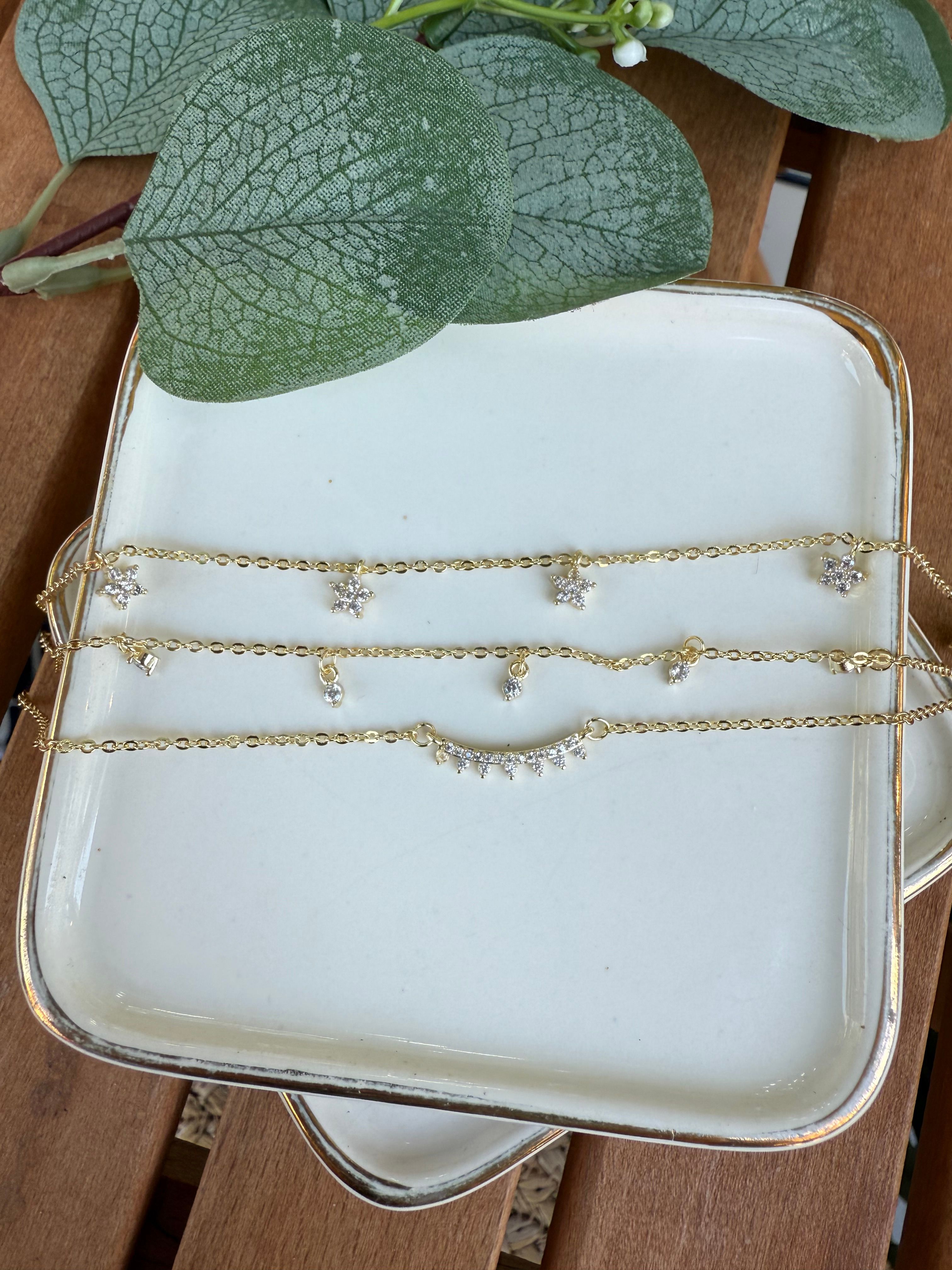 14K Altın Kaplama Üç Sıra Sallantılı Halhal Gold 28cm