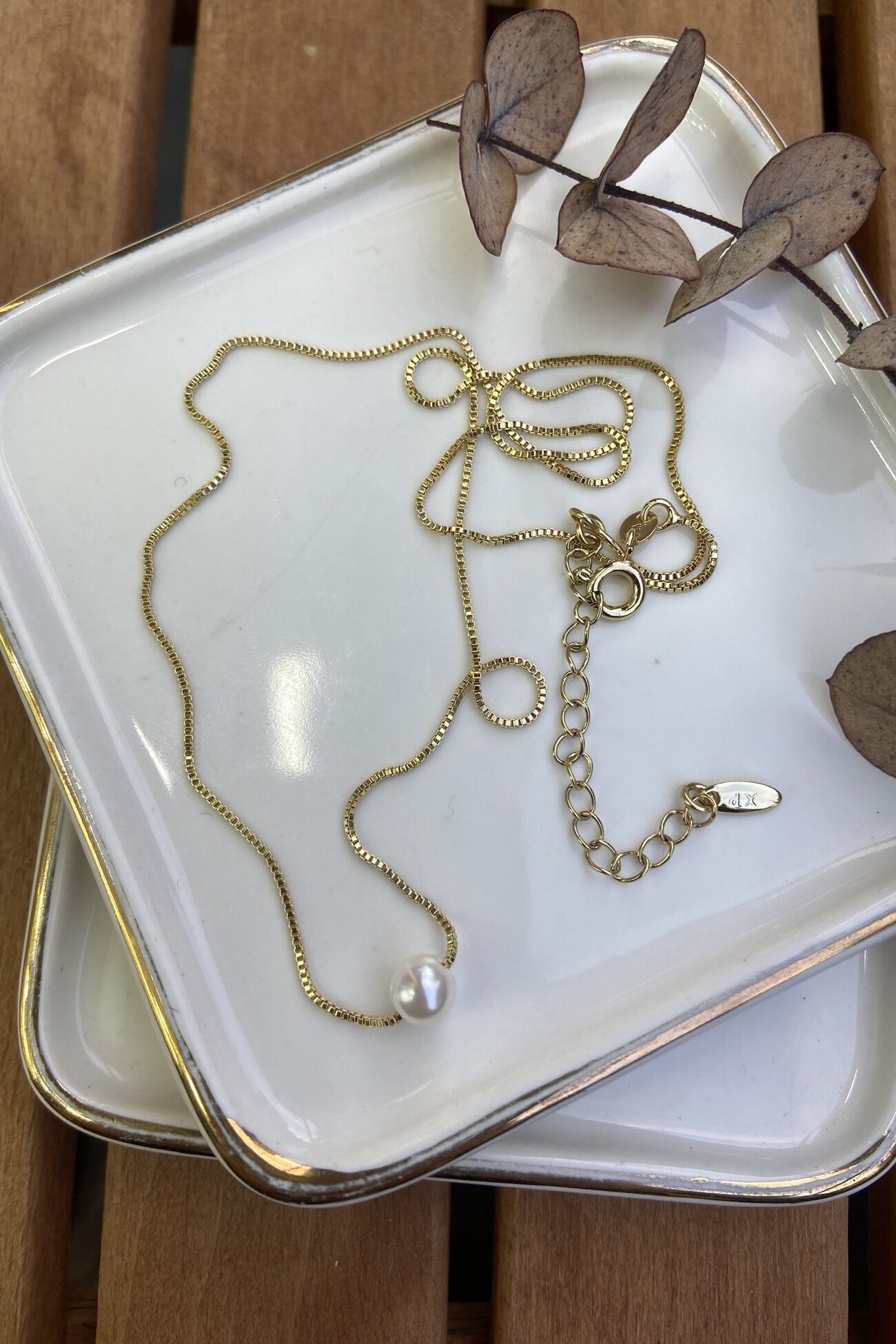 Özel Seri İnce Zincirde İnci Kolye 50cm