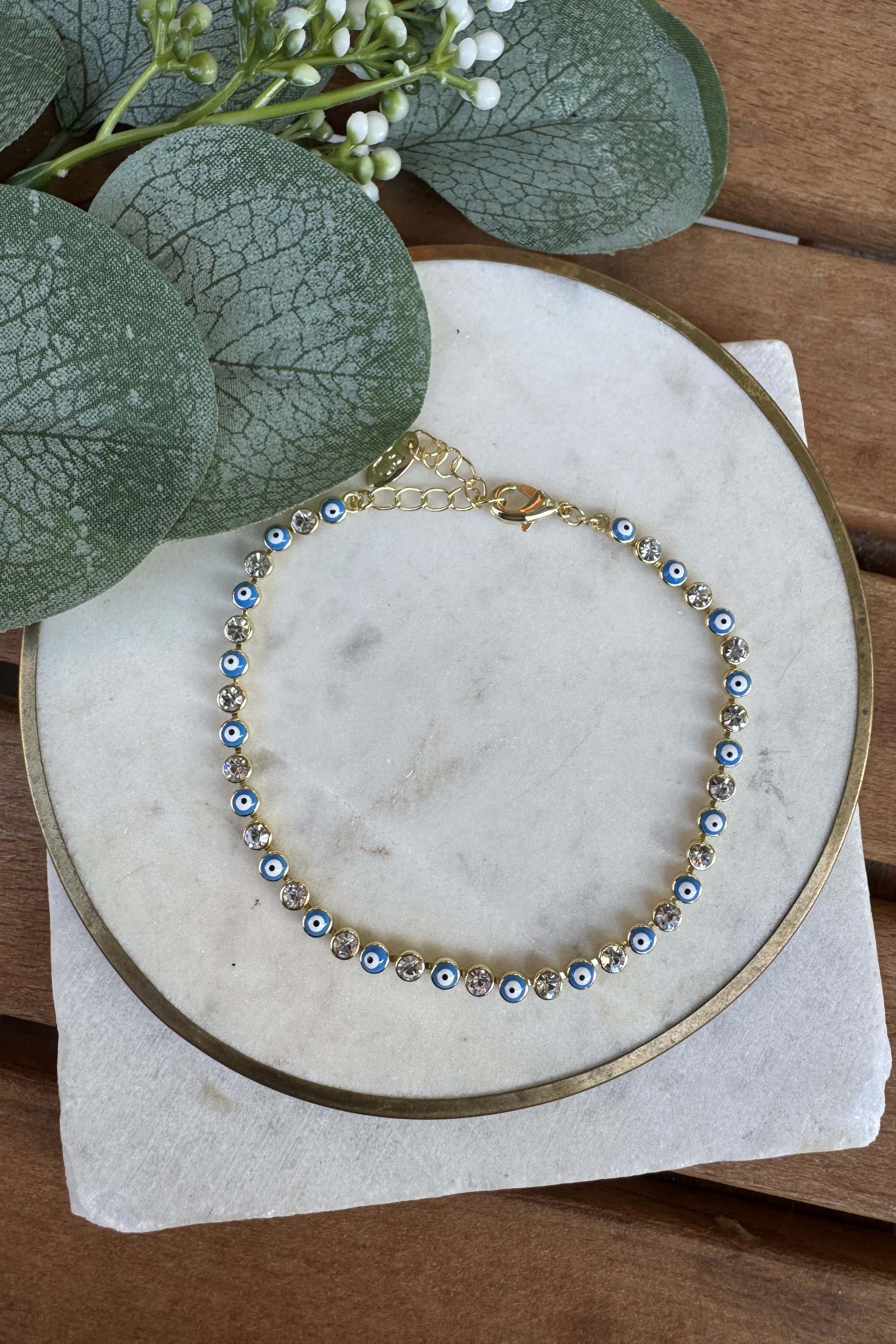 14K Altın Kaplama Mini Nazar Bileklik 17+4cm