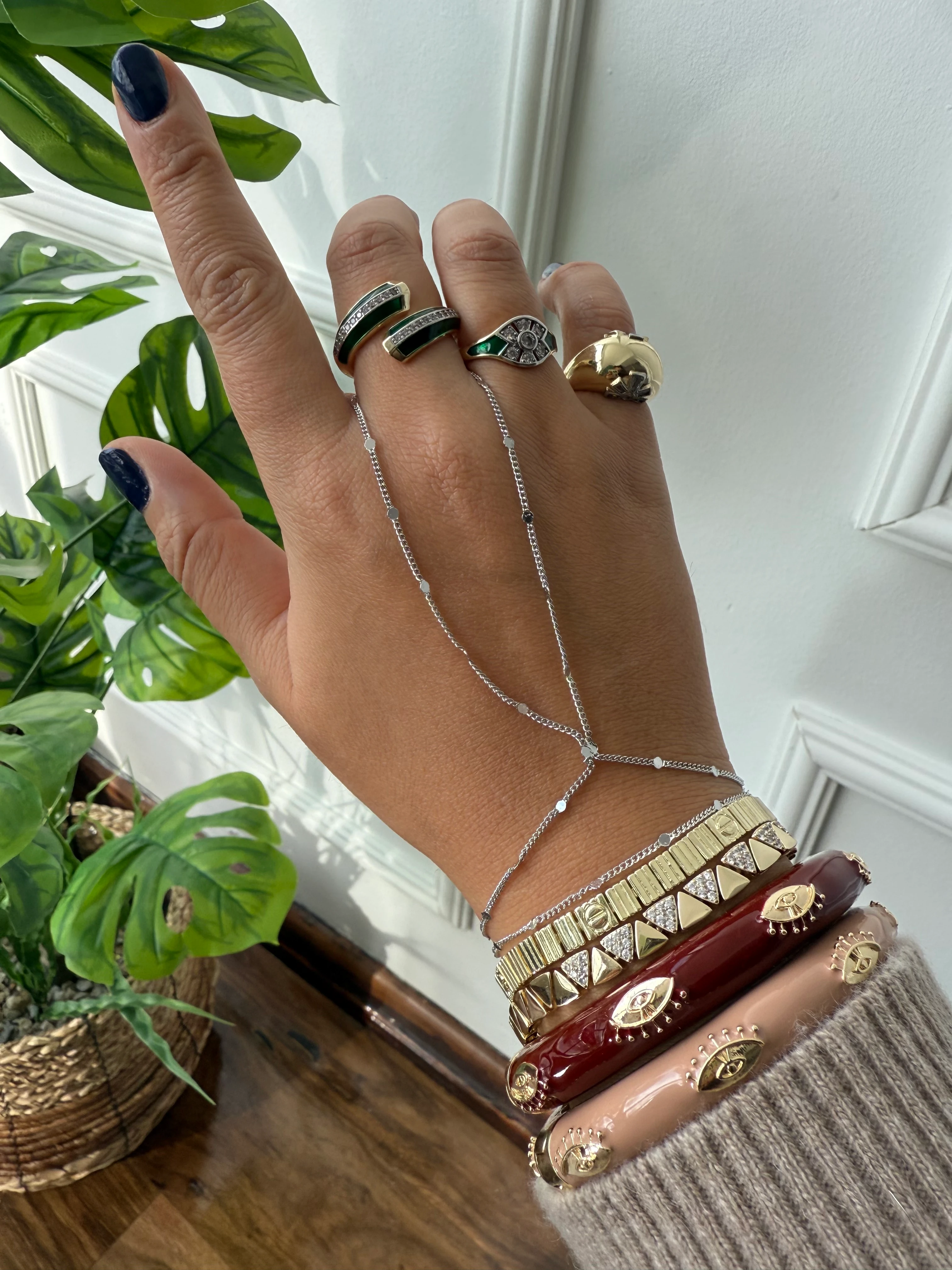 14K Altın Kaplama Zincir Üzeri Plakalar Şahmeran Silver