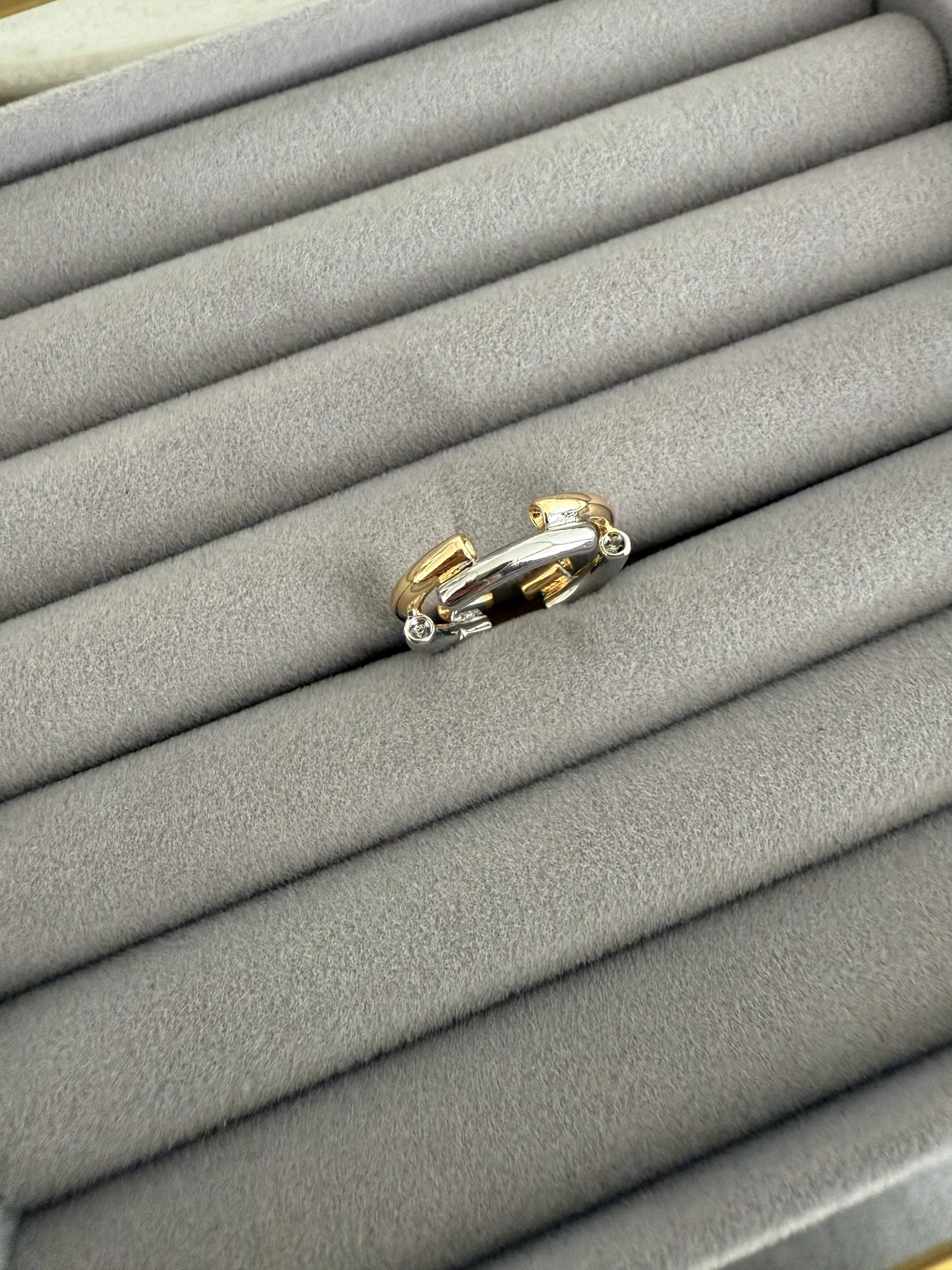 14K Altın Kaplama İki Renk Şeritli Yüzük