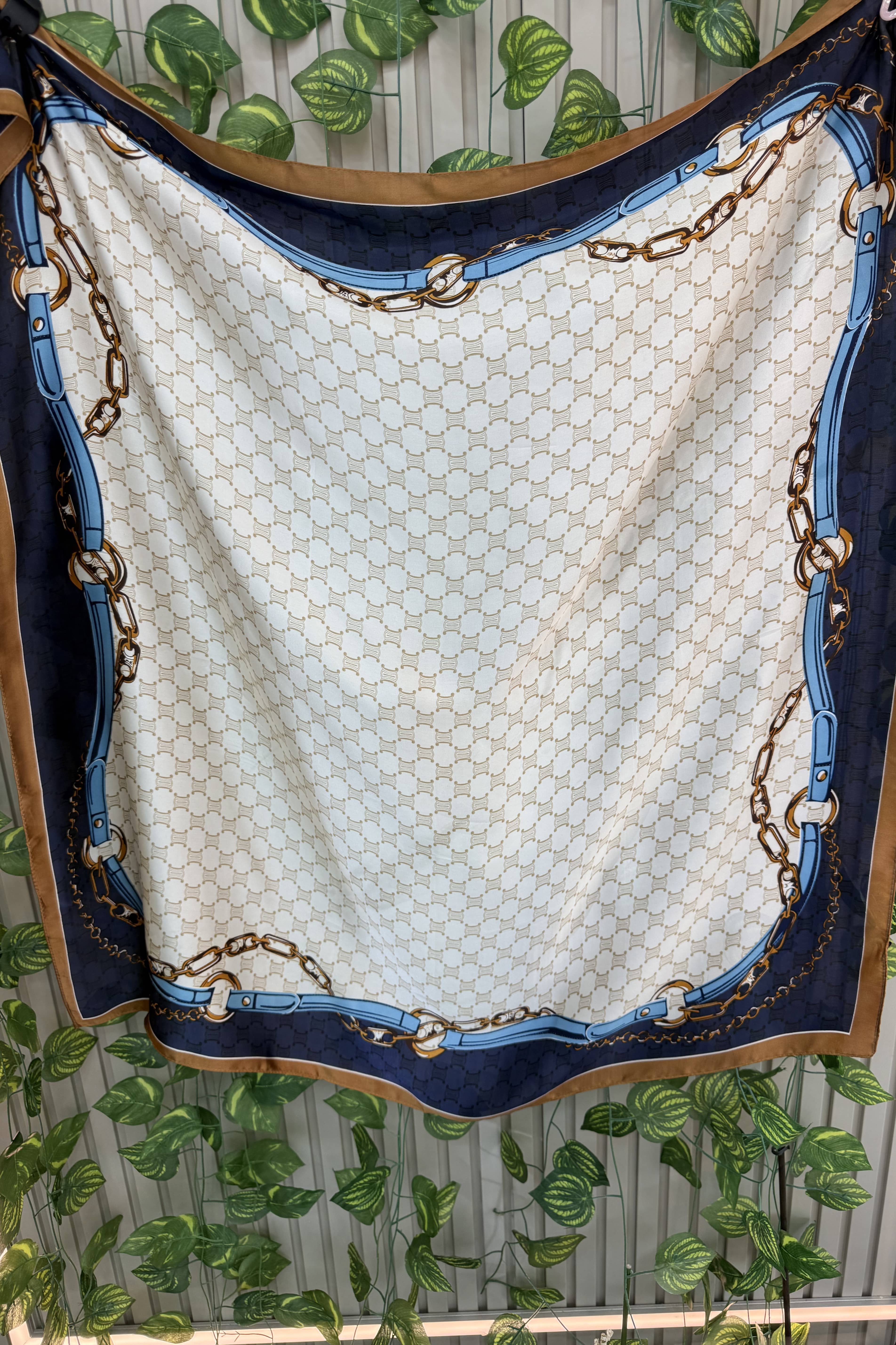 Kenarı Laci Logo Detaylı Fular 90*90cm