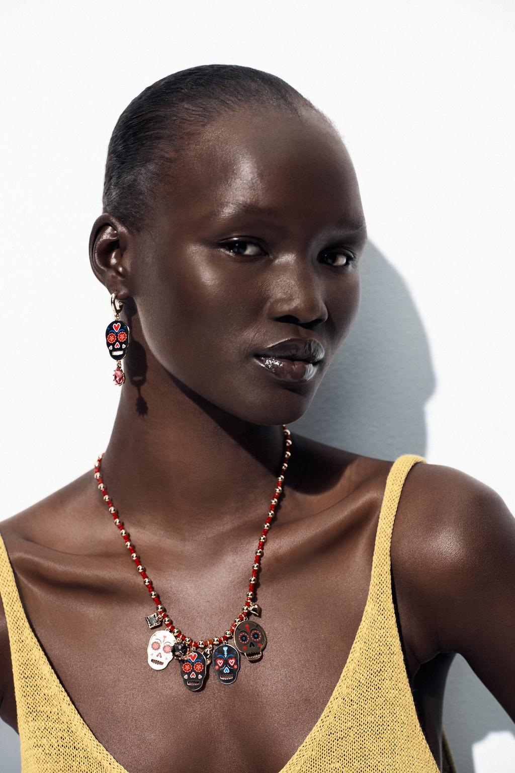 ZR Model Etnik Detaylı Kuru Kafa Motifli 2'li Kolye Seti (53-56cm)