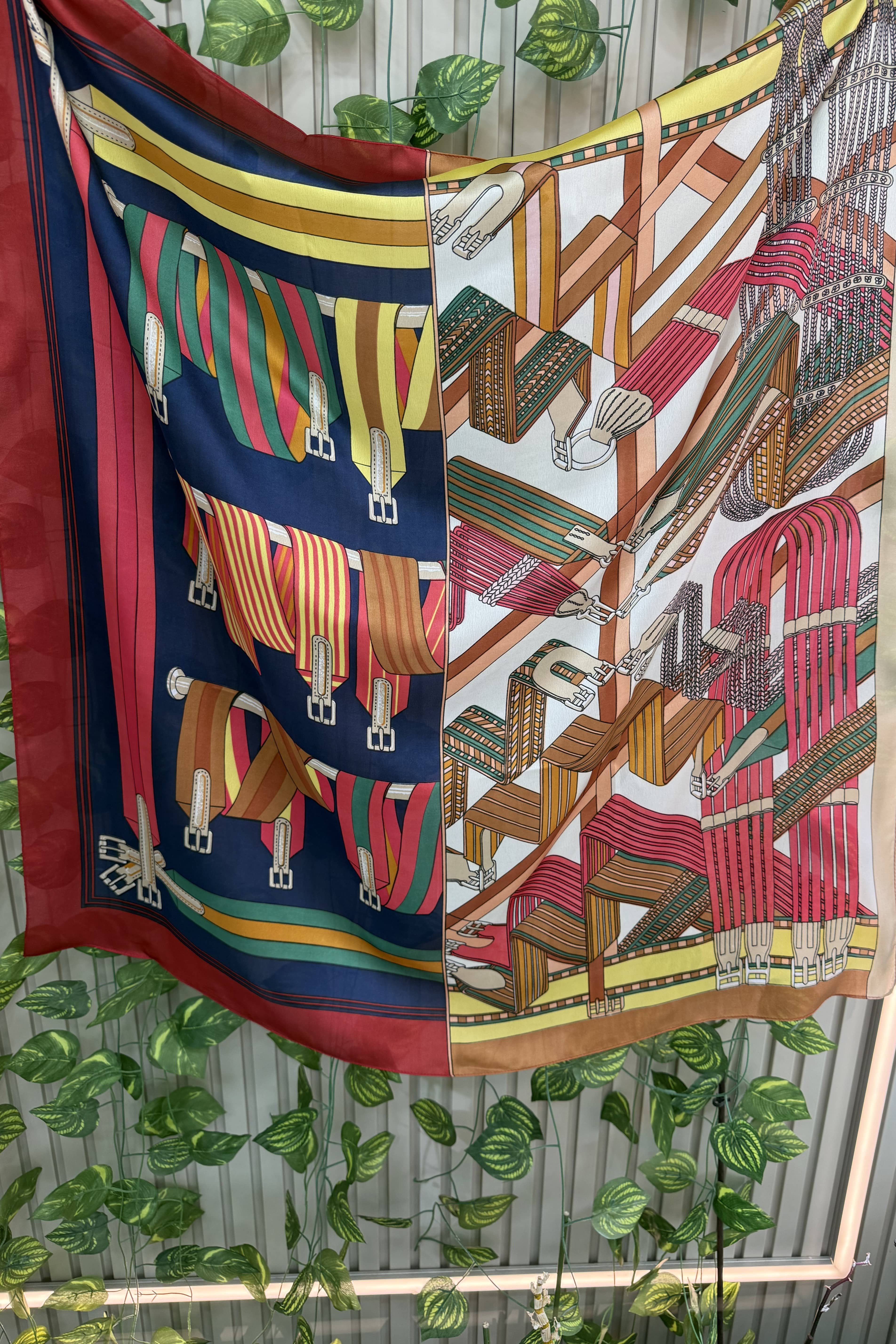 Çift Desen Detaylı Fular 90*90cm