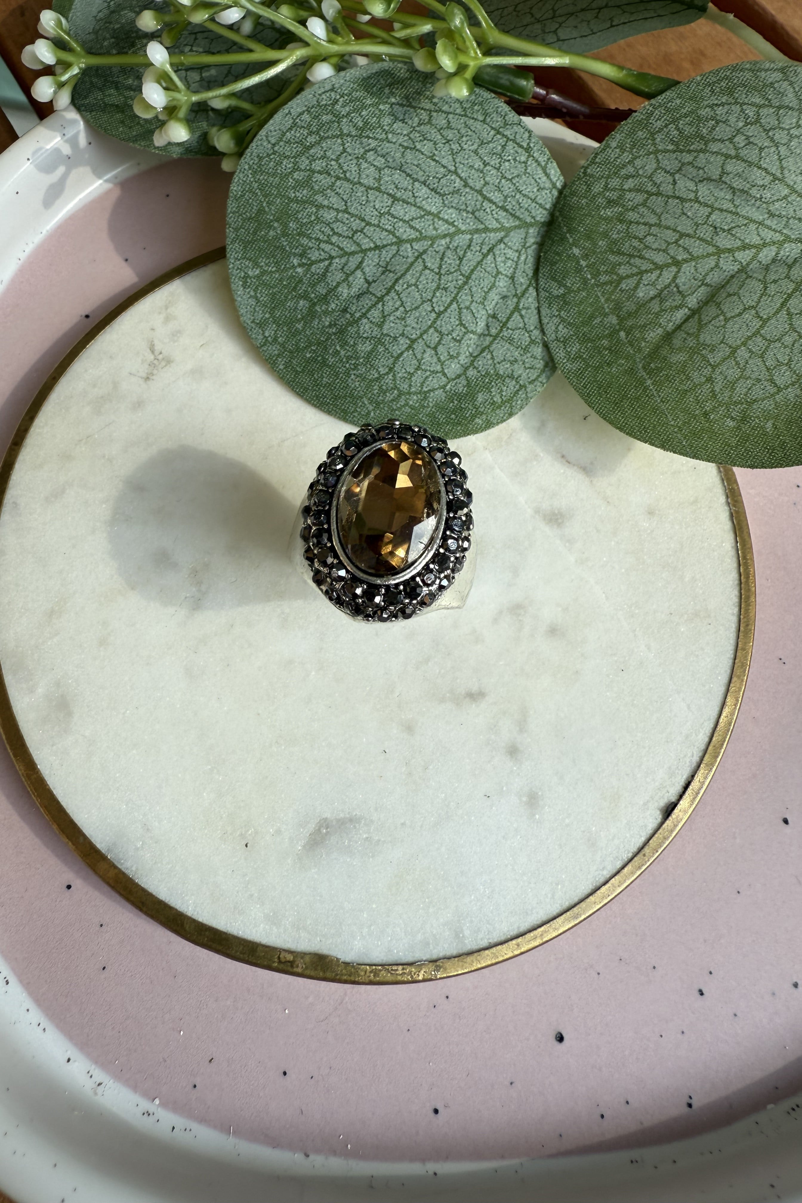 ZR Model Gold Taşlı Eskitme Yüzük