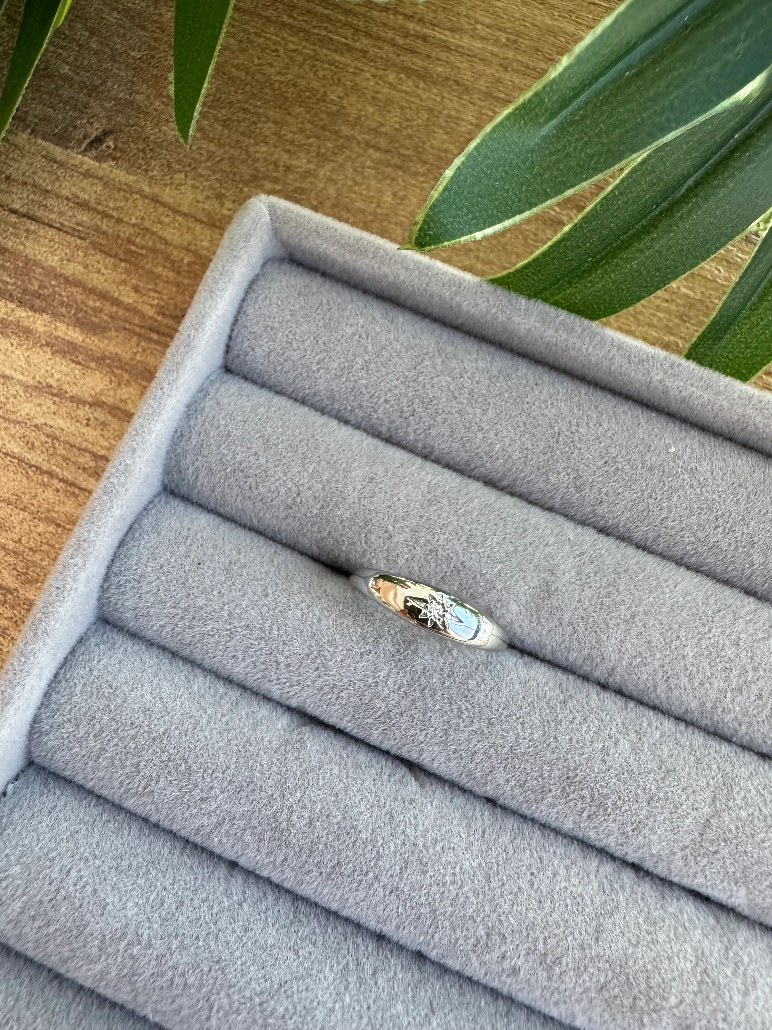 14K Altın Kaplama Mini Kutup Yıldızı Serçe Parmak Yüzüğü Silver