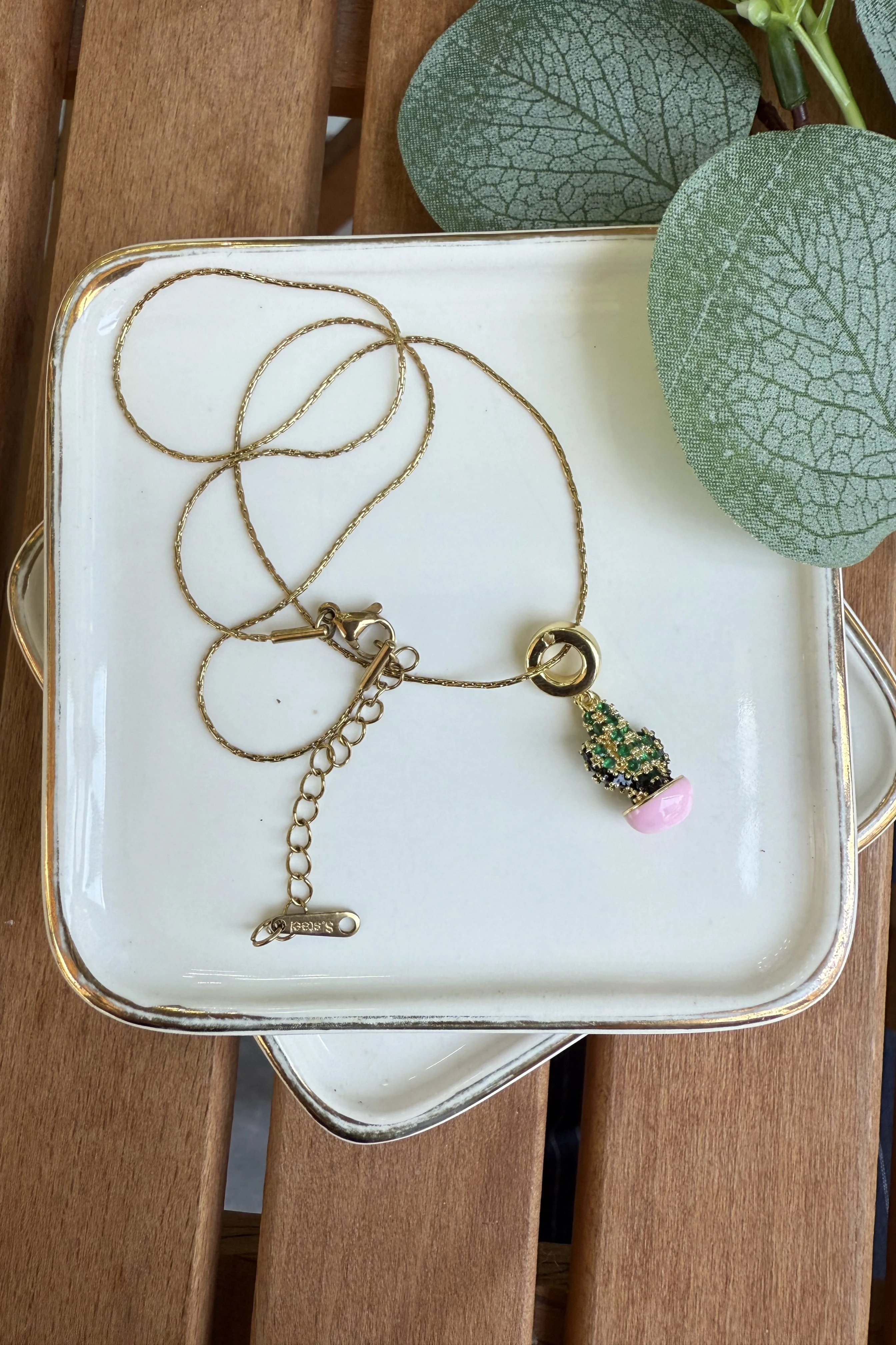 Çelik Kaktüs Uçlu Kolye 46cm