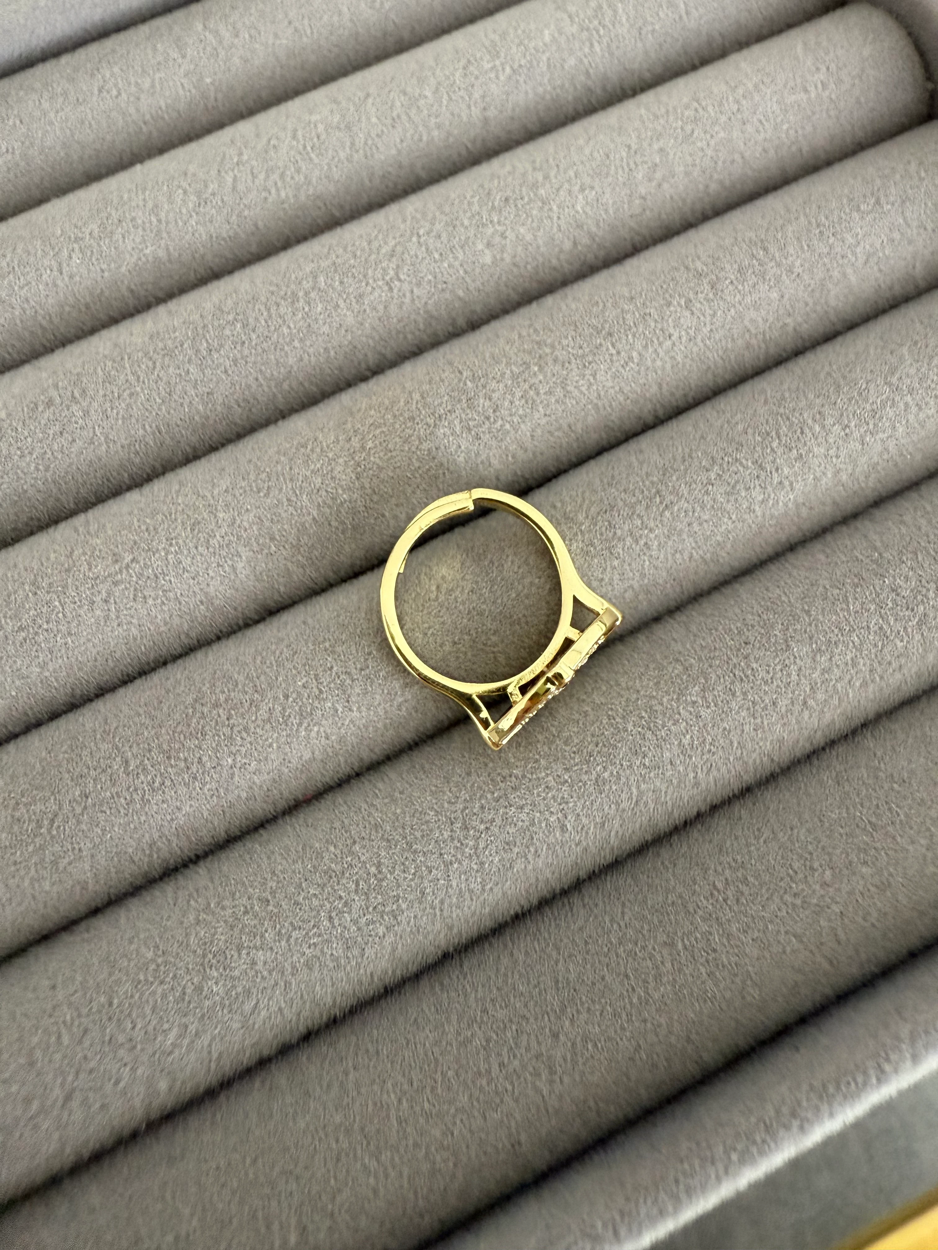 14K Altın Kaplama Laci Taşlı Göz Serçe Parmak Yüzüğü