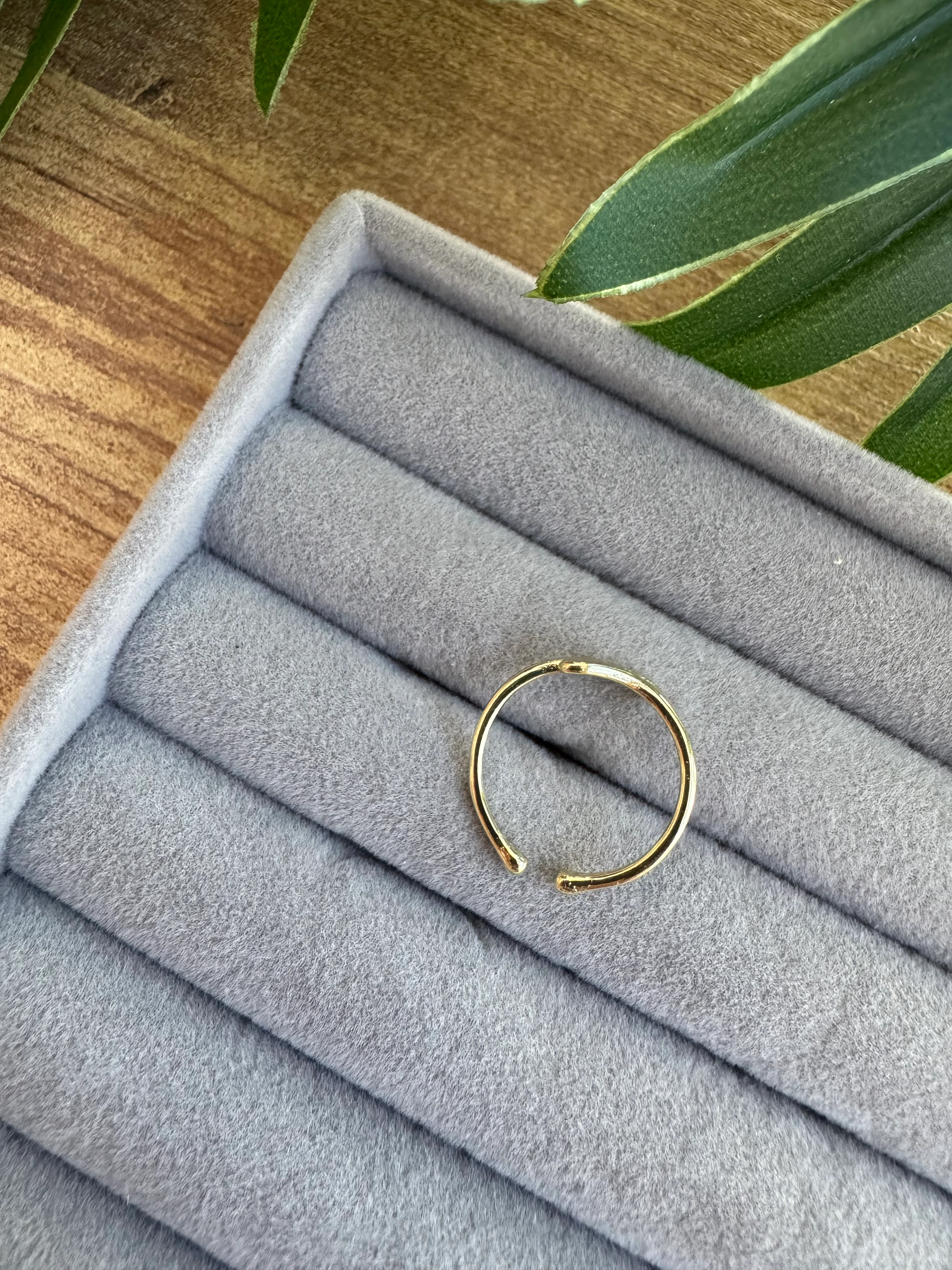 14K Altın Kaplama Minimal Dalga Yüzük Gold