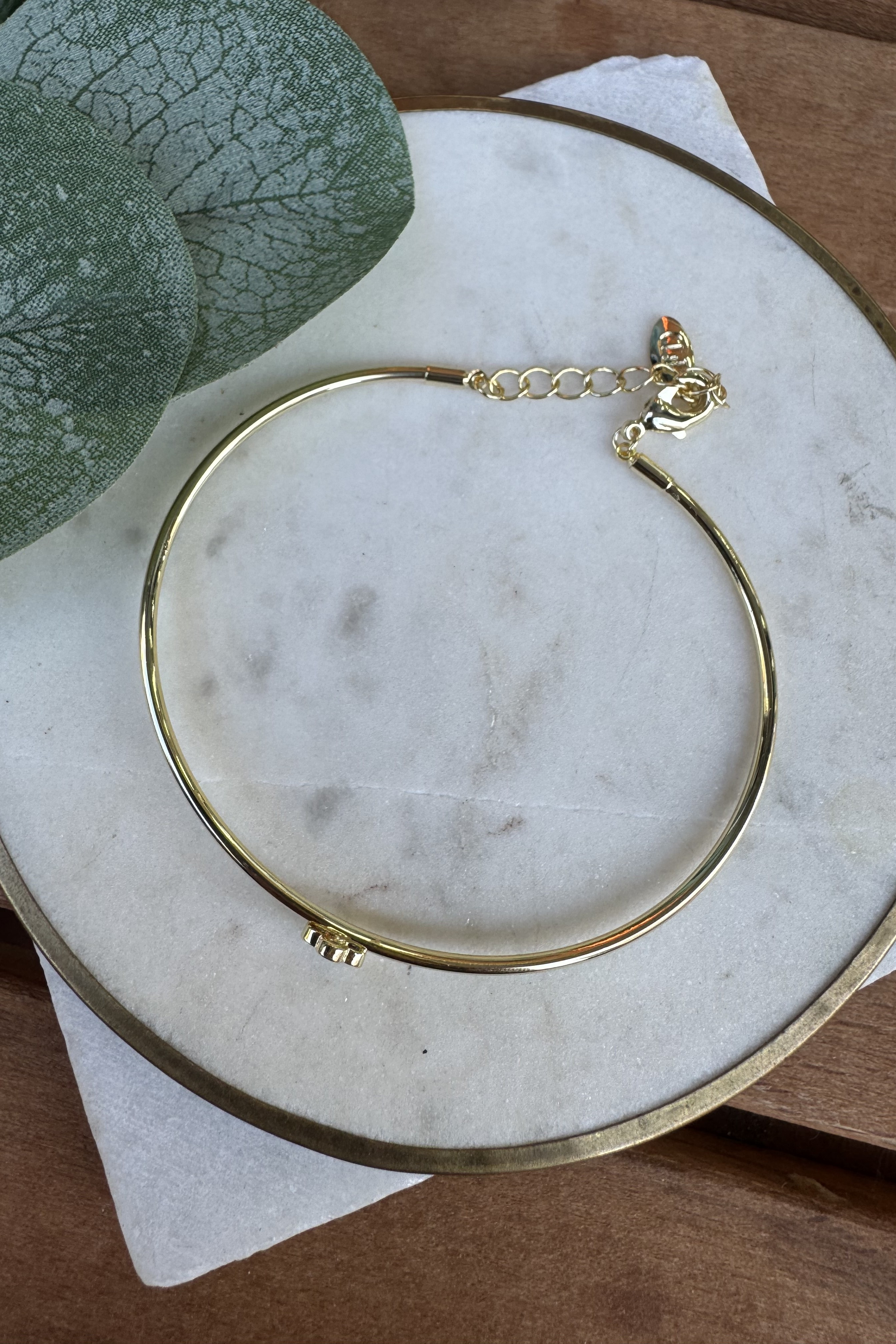 14K Altın Kaplama Minimal Yonca Bilezik
