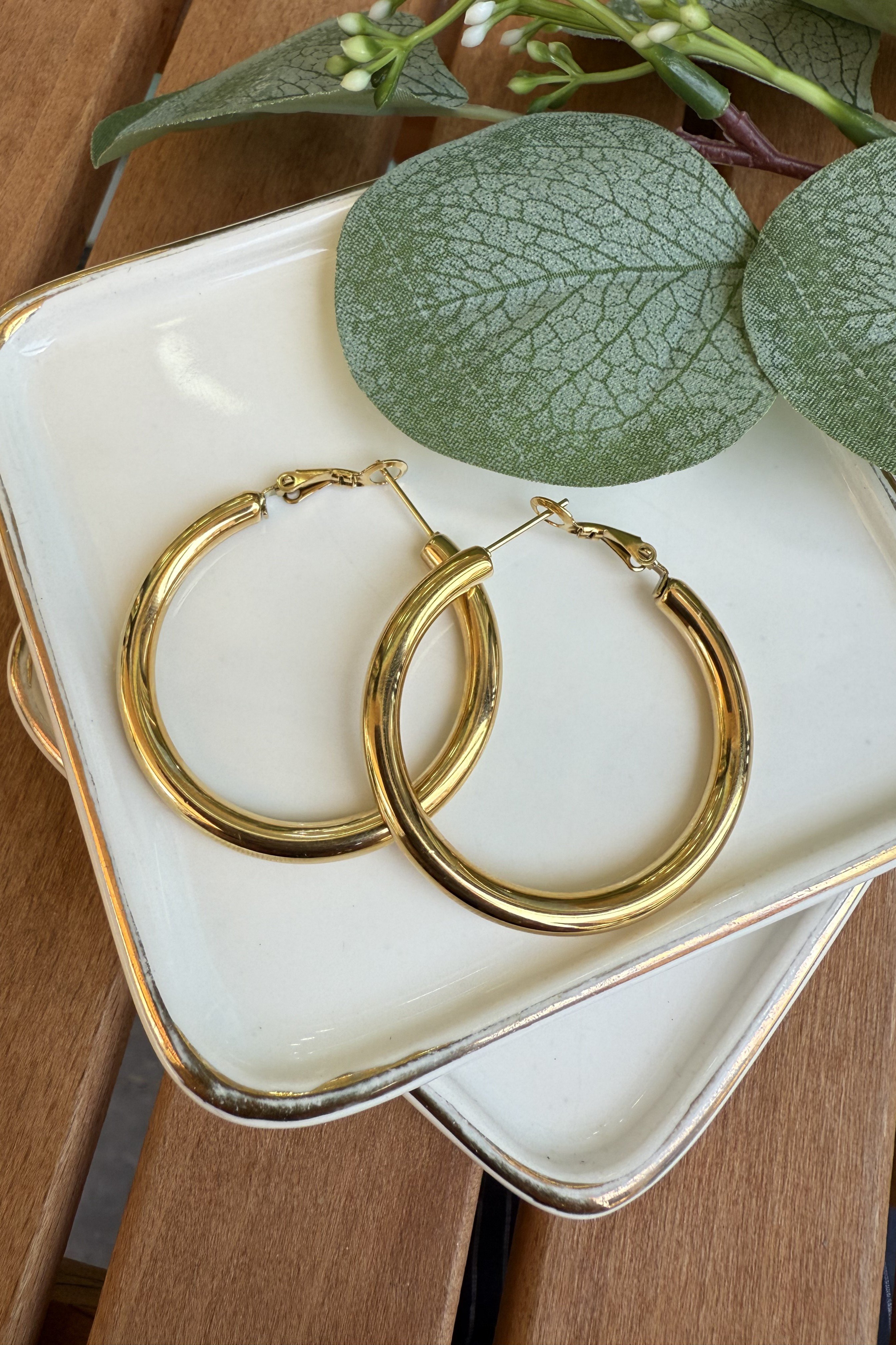 Çelik Halka Küpe Gold (Çap:4cm)