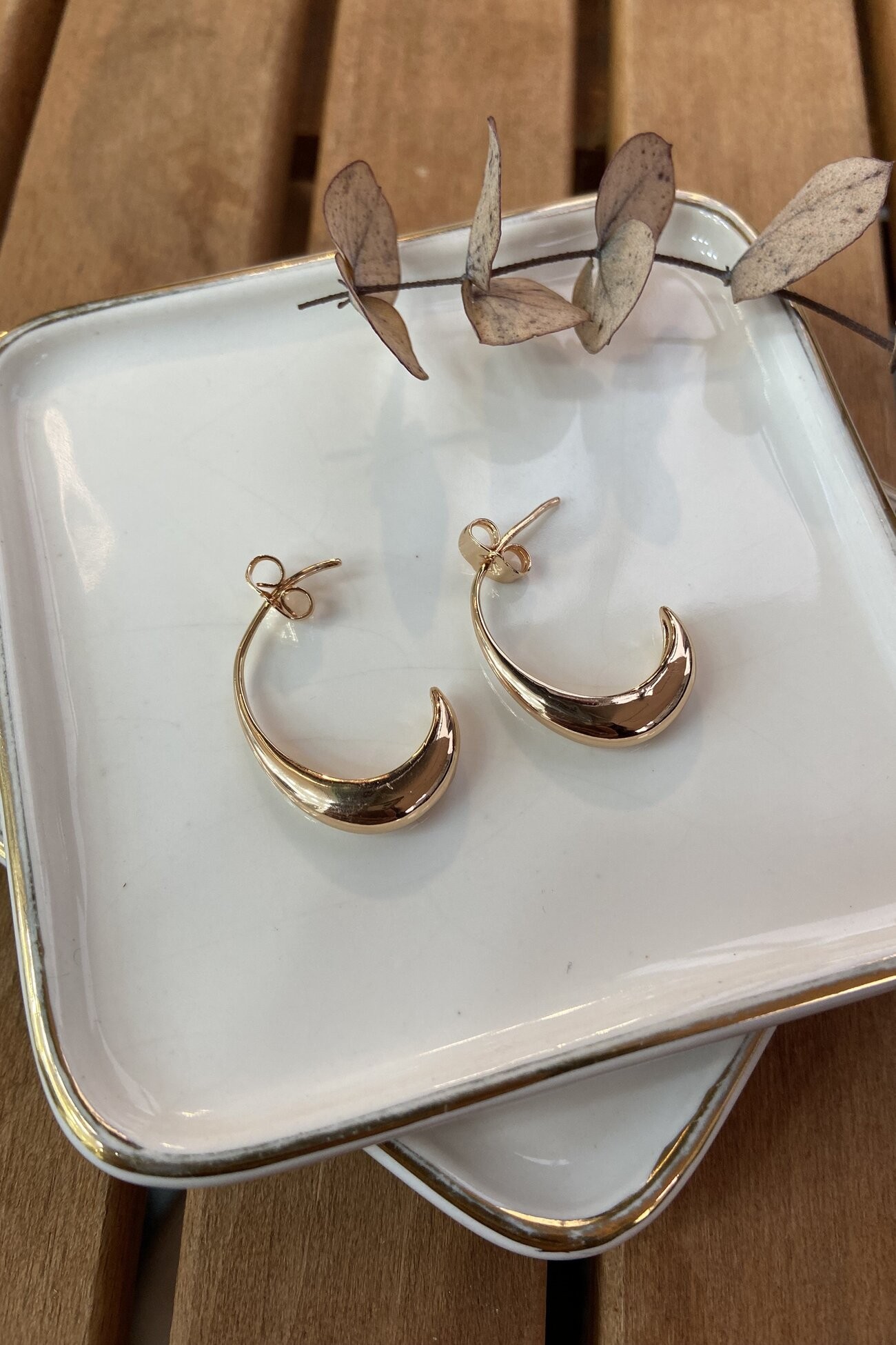 Özel Seri İçi Boş Ay Küpe Rose Gold