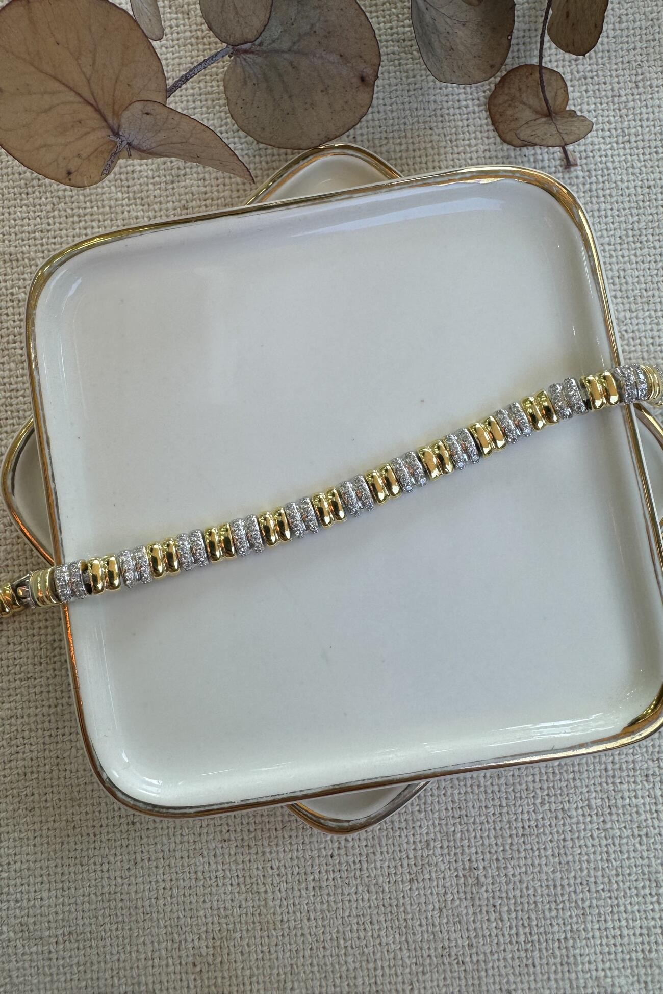 14K Altın Kaplama Leda Bileklik 18+2cm