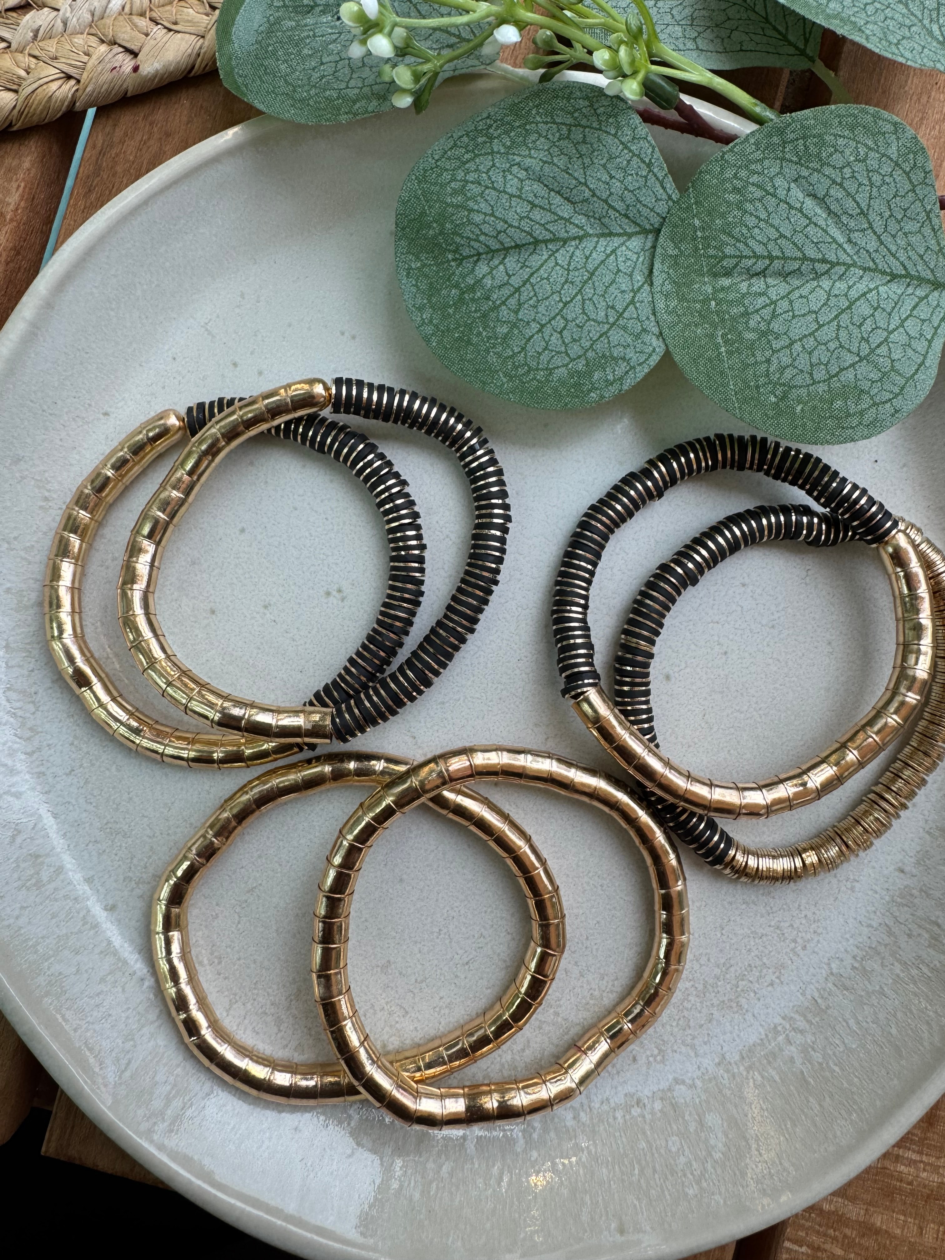 ZR Model 6'lı Gold Kombin Lastikli Bileklik 