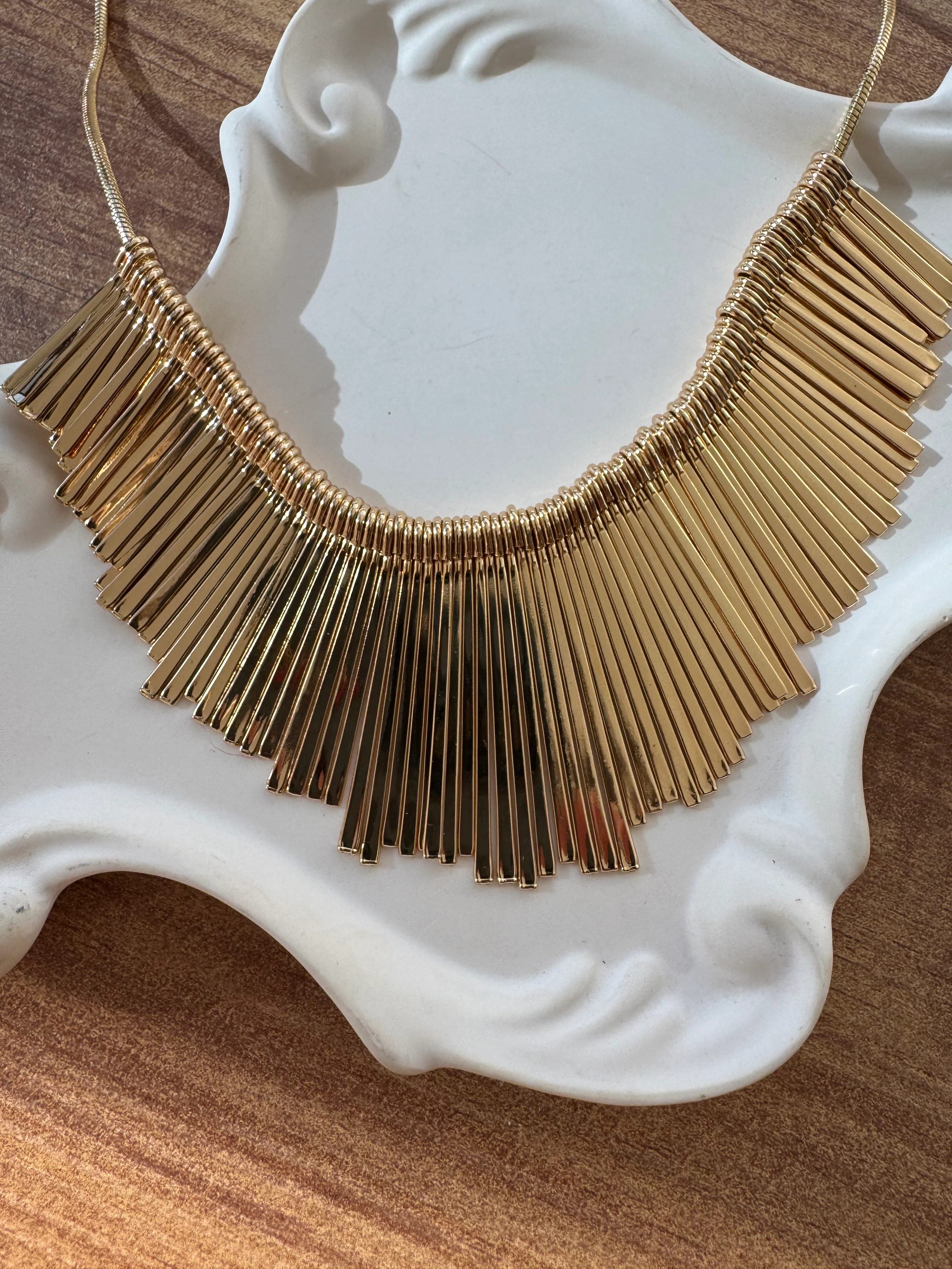 14K Altın Kaplama Çubuklar Kolye 47cm