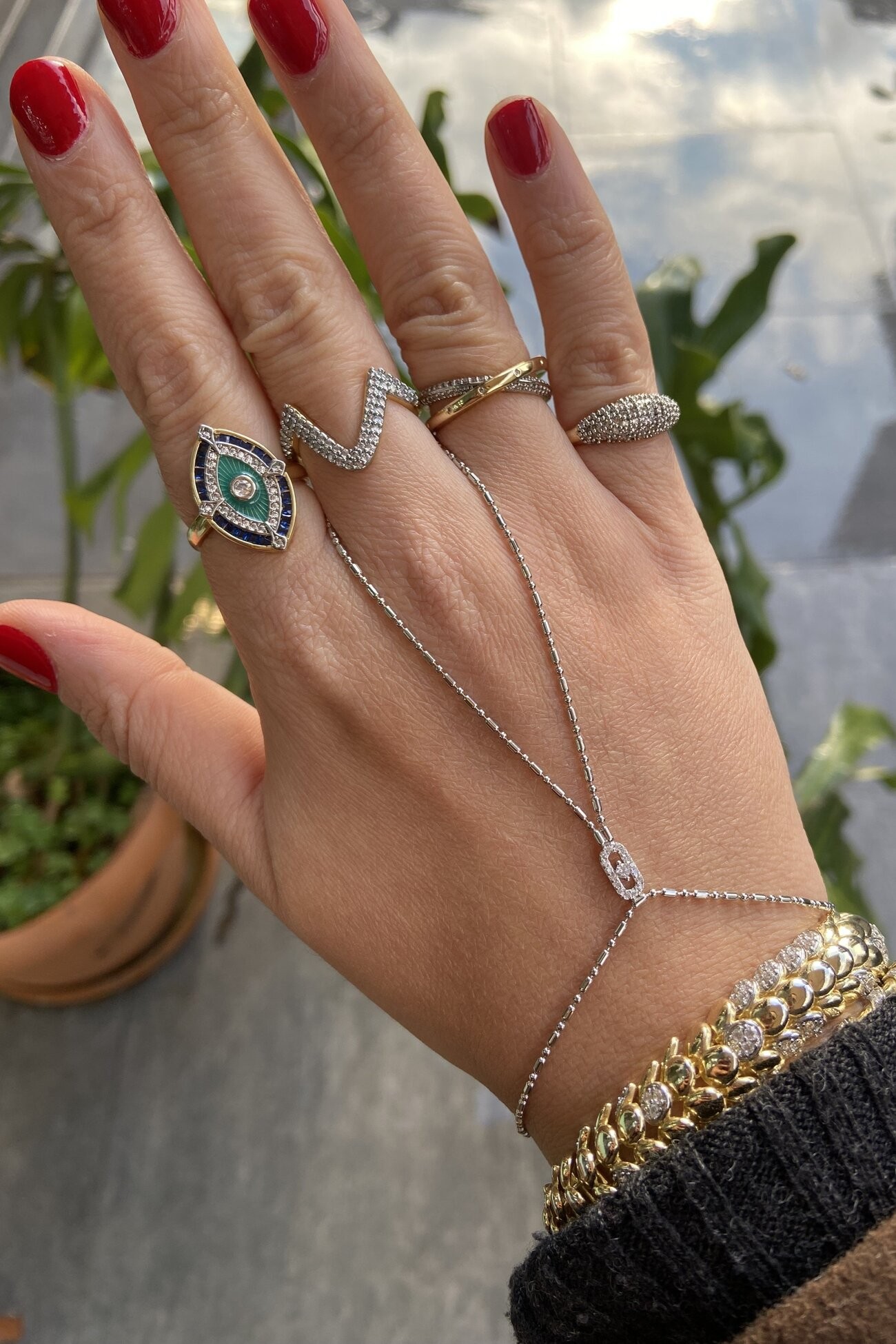 14K Altın Kaplama Minik Taşlı Şahmeran Silver