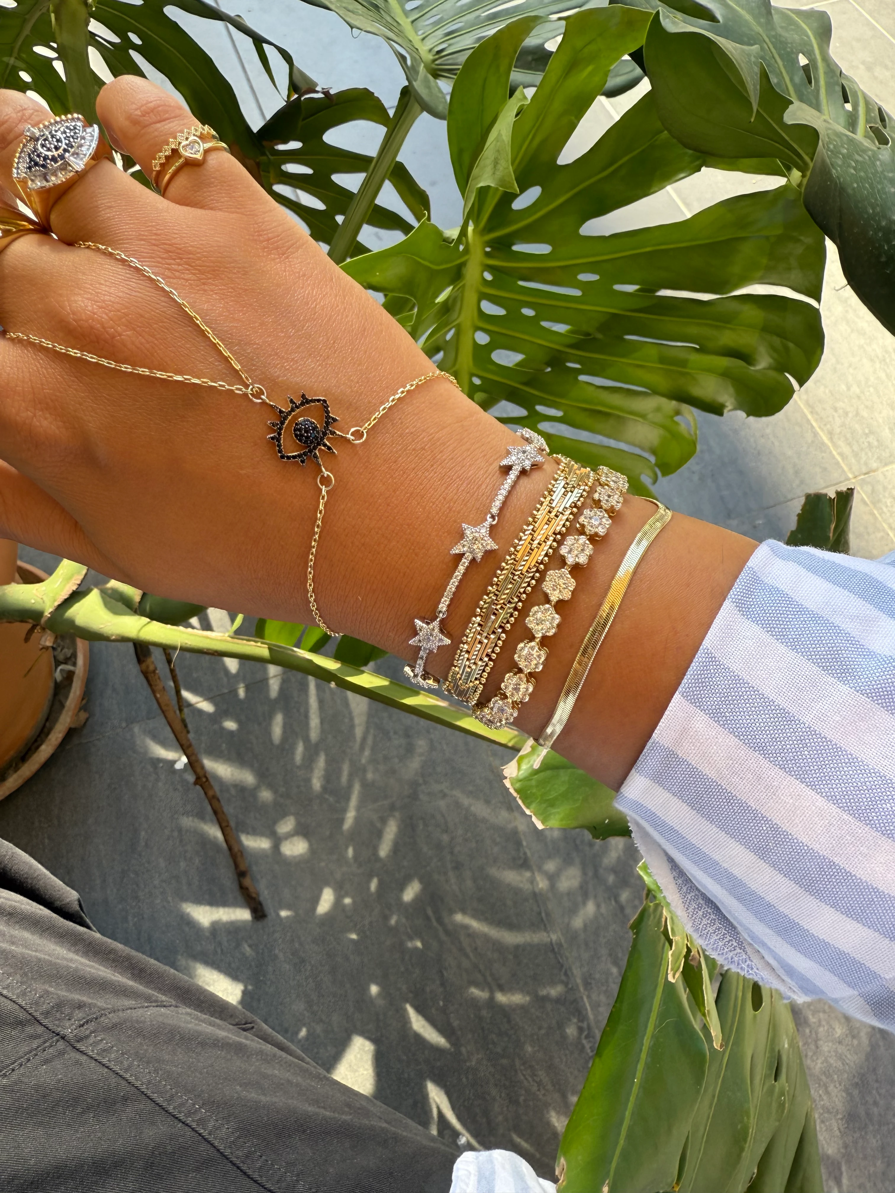 Özel Seri Taşlı Çiçek Bileklik 17+2cm