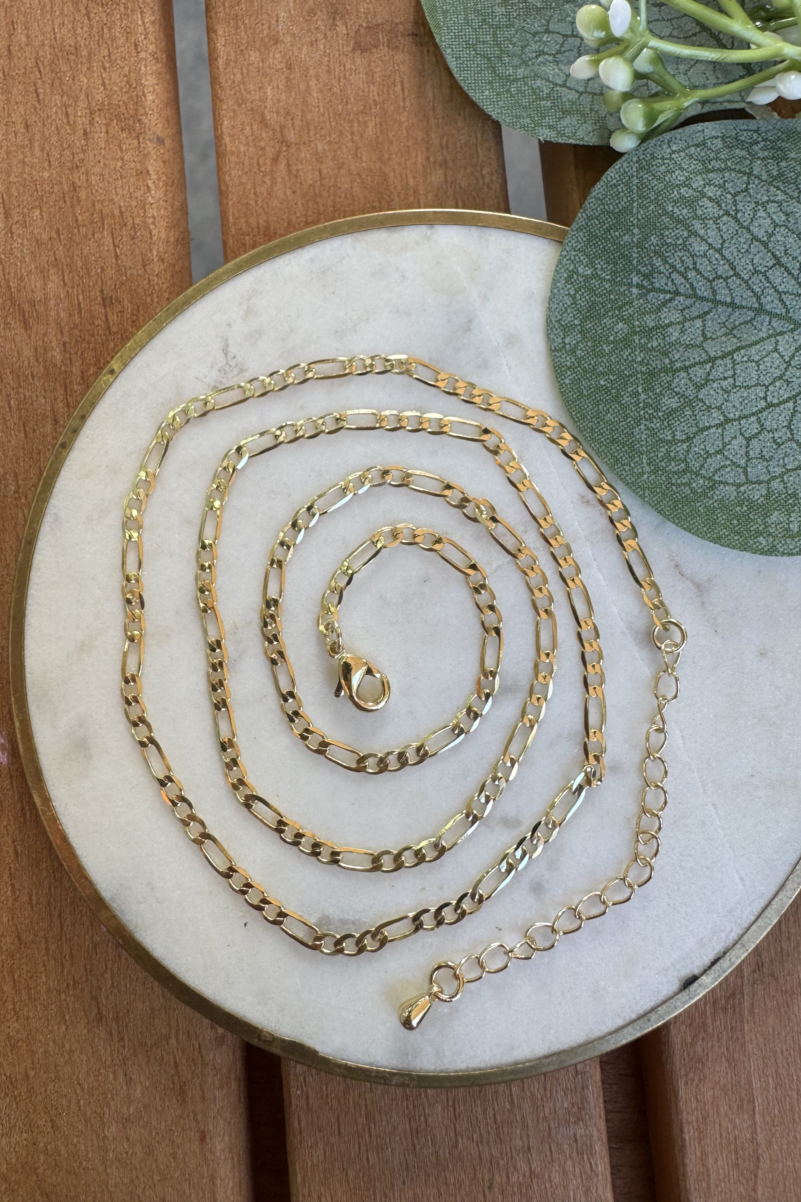 14K Altın Kaplama İnce Vintage Zincir 55cm