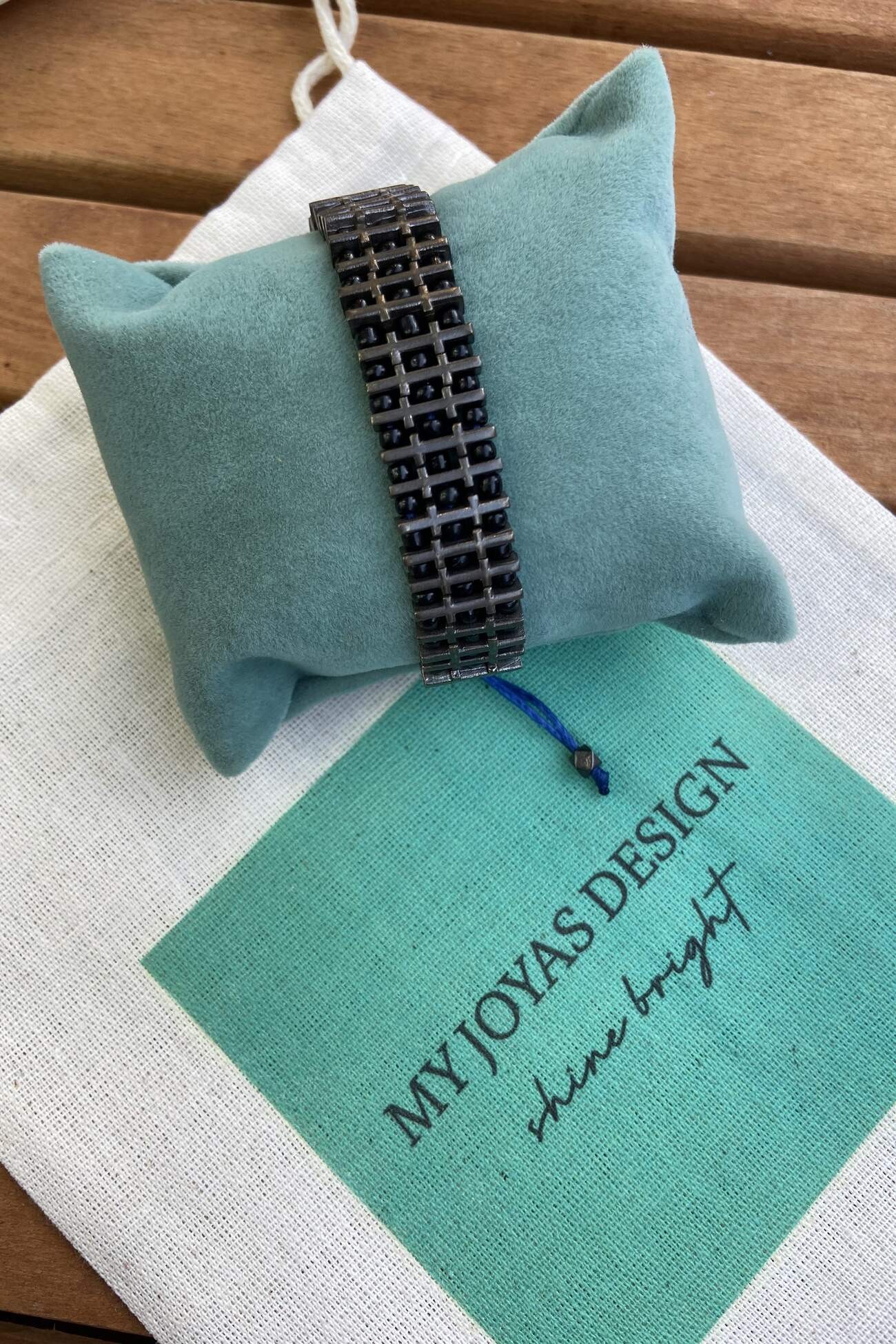 Bronz Siyah Taşlı Unisex Bileklik
