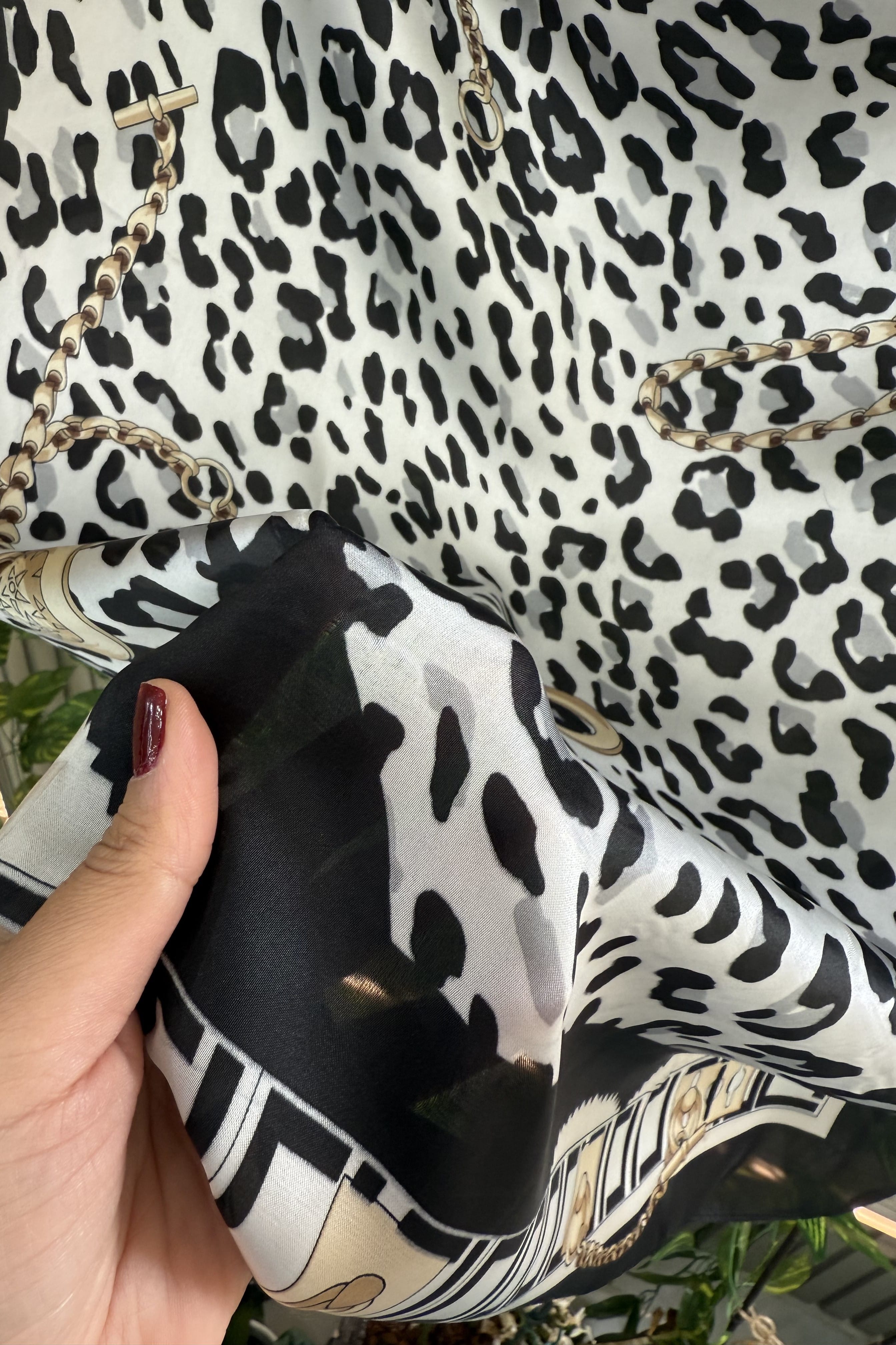 Siyah Leopar Fular 90*90cm