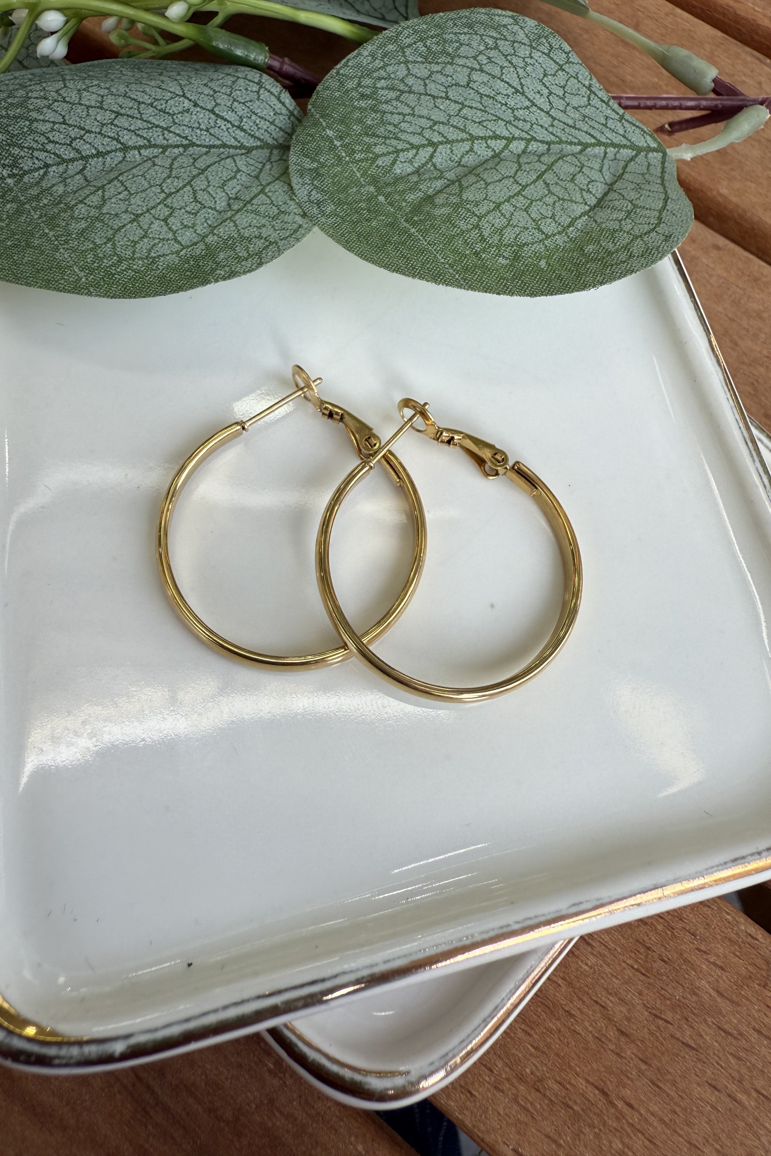 Çelik Halka Küpe Gold (Çap:3cm)