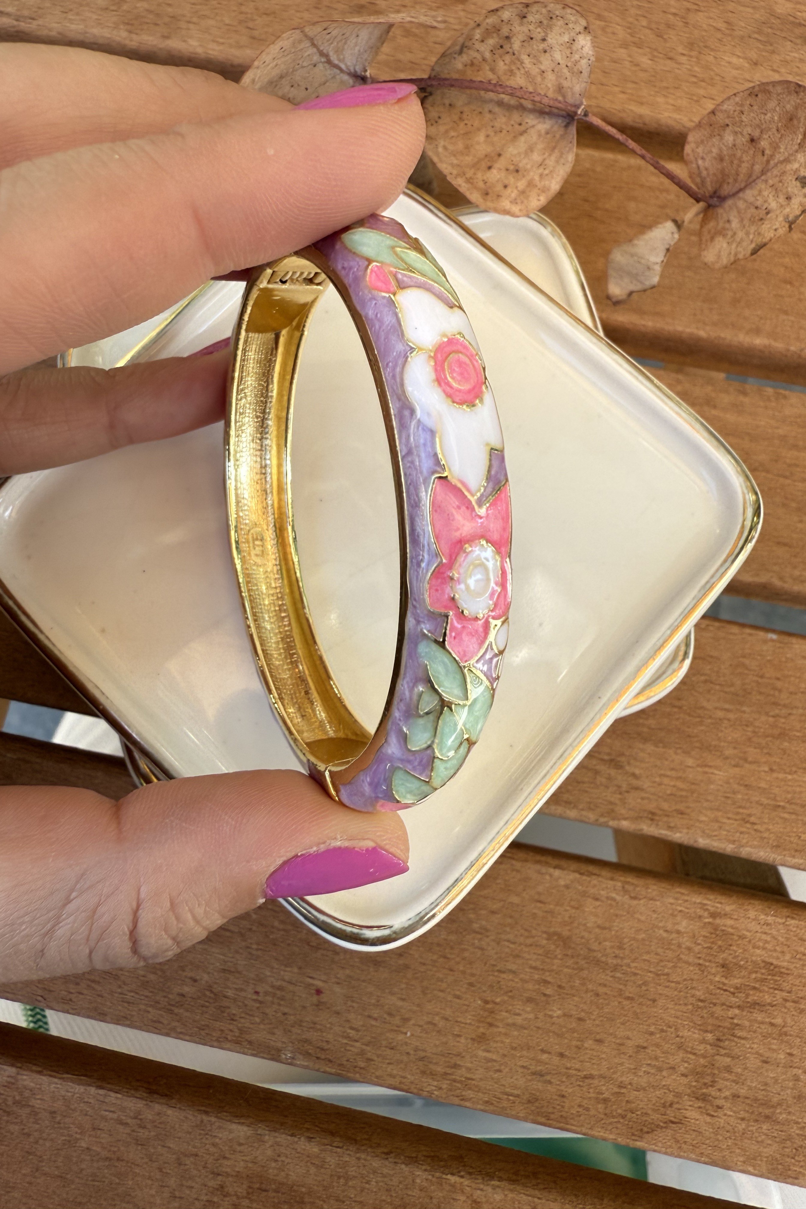 14K Altın Kaplama Orta Lila Helen Bilezik 6cm