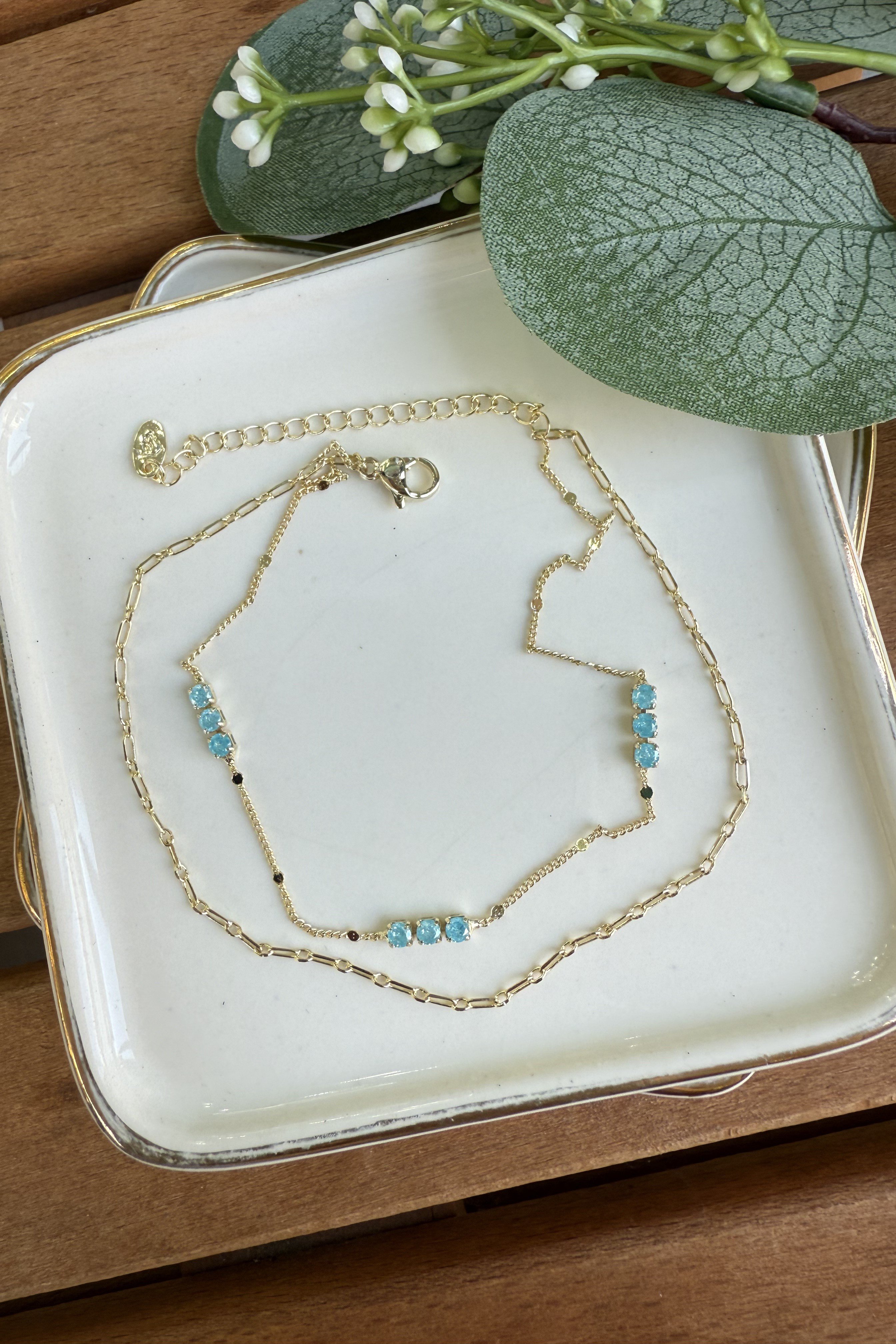 14K Altın Kaplama 3'lü Kar Taşı Halhal 20+5cm