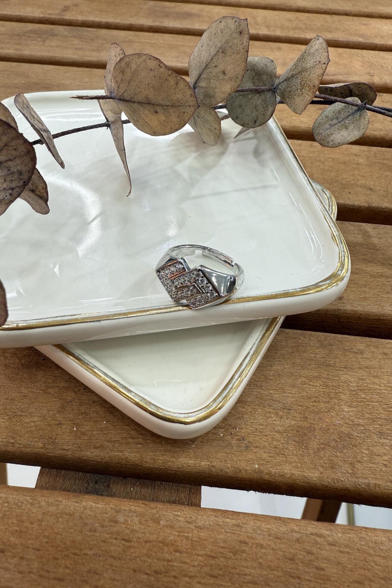 14K Altın Kaplama Zikzak Serçe Parmak Yüzüğü Silver