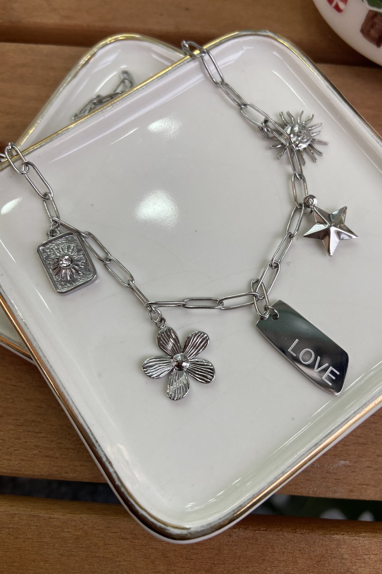 Çelik Aşk Kolyesi Silver 47 cm