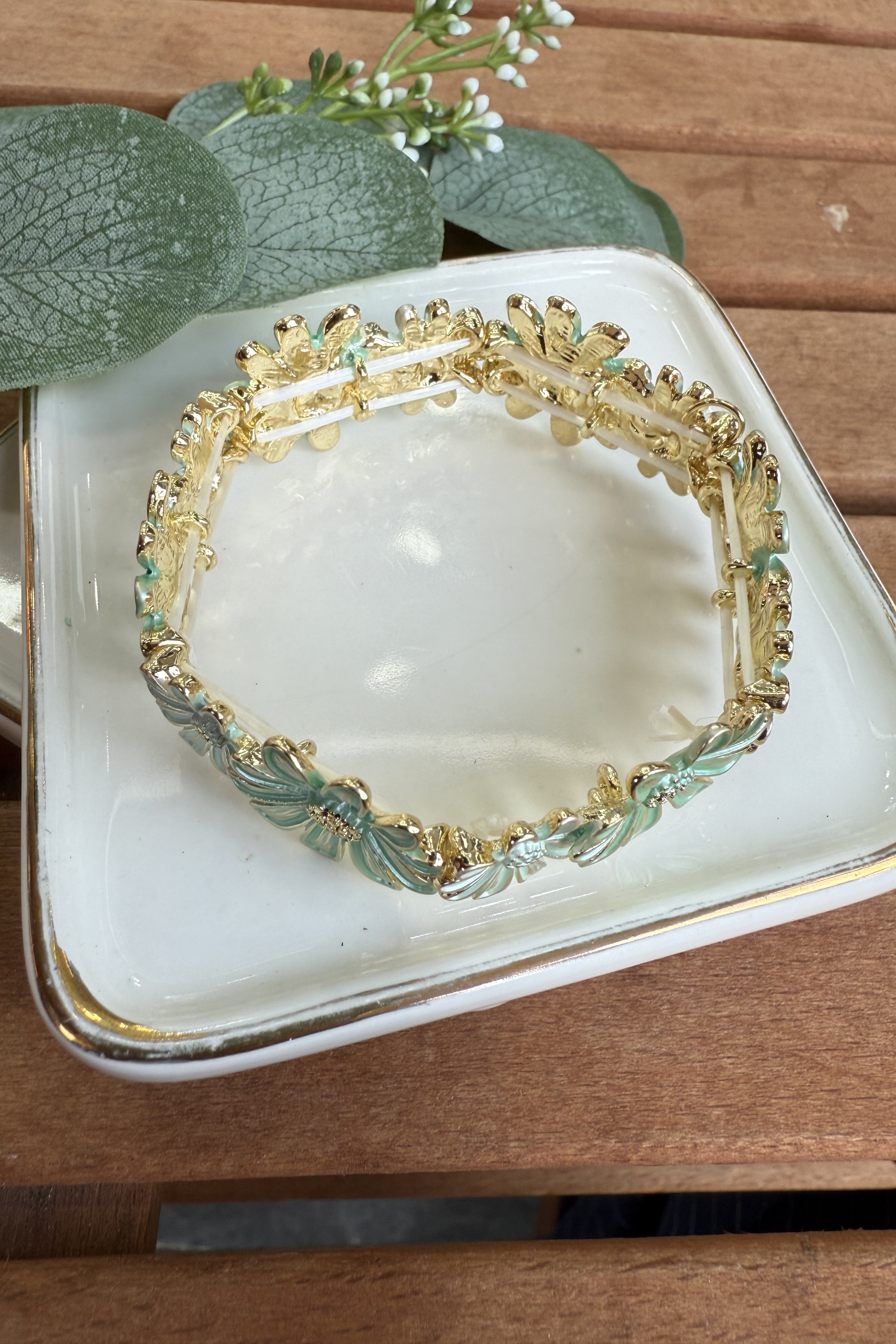 14K Altın Kaplama Floral Serisi Bilezik