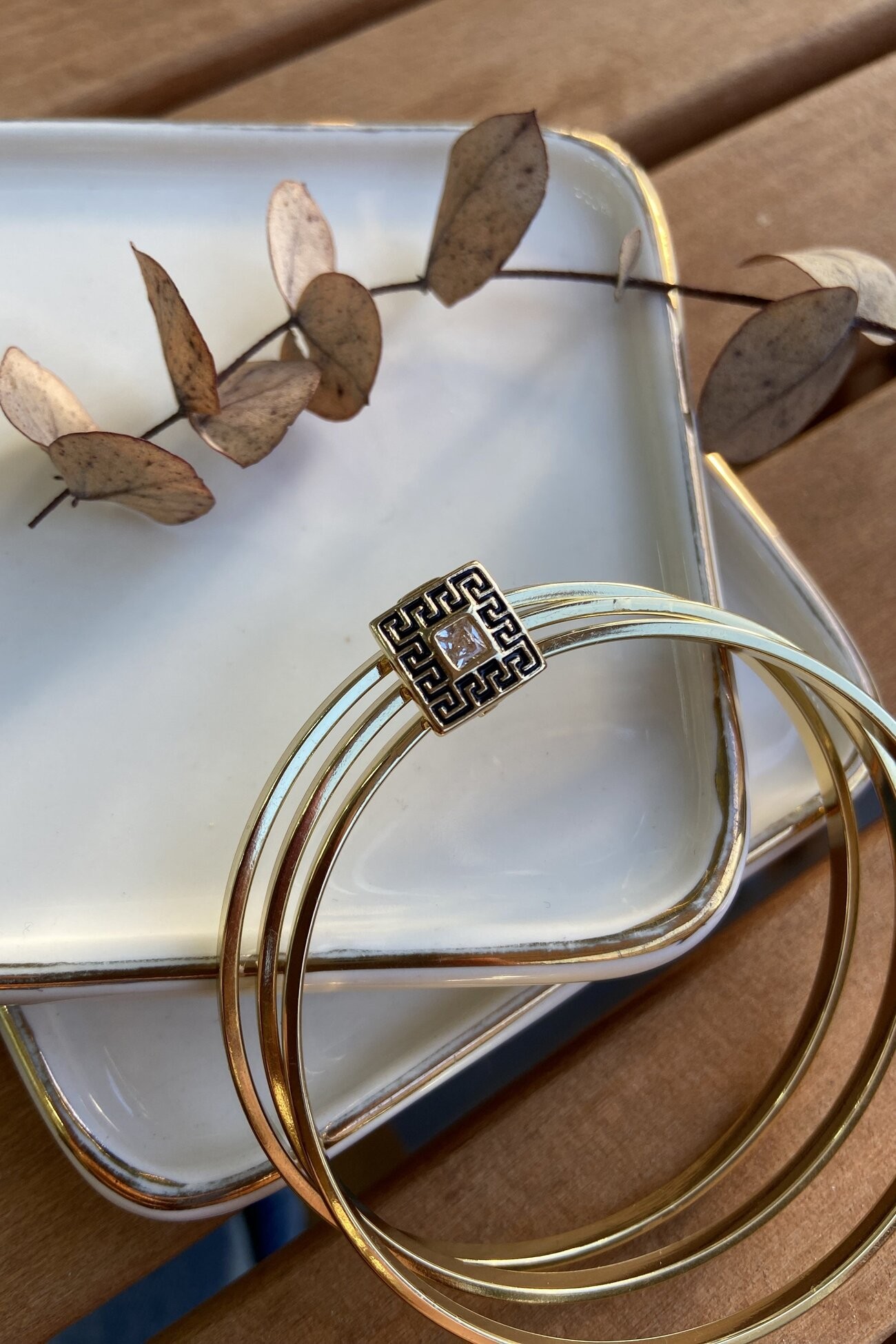 14K Altın Kaplama Kare Eskitme Charm