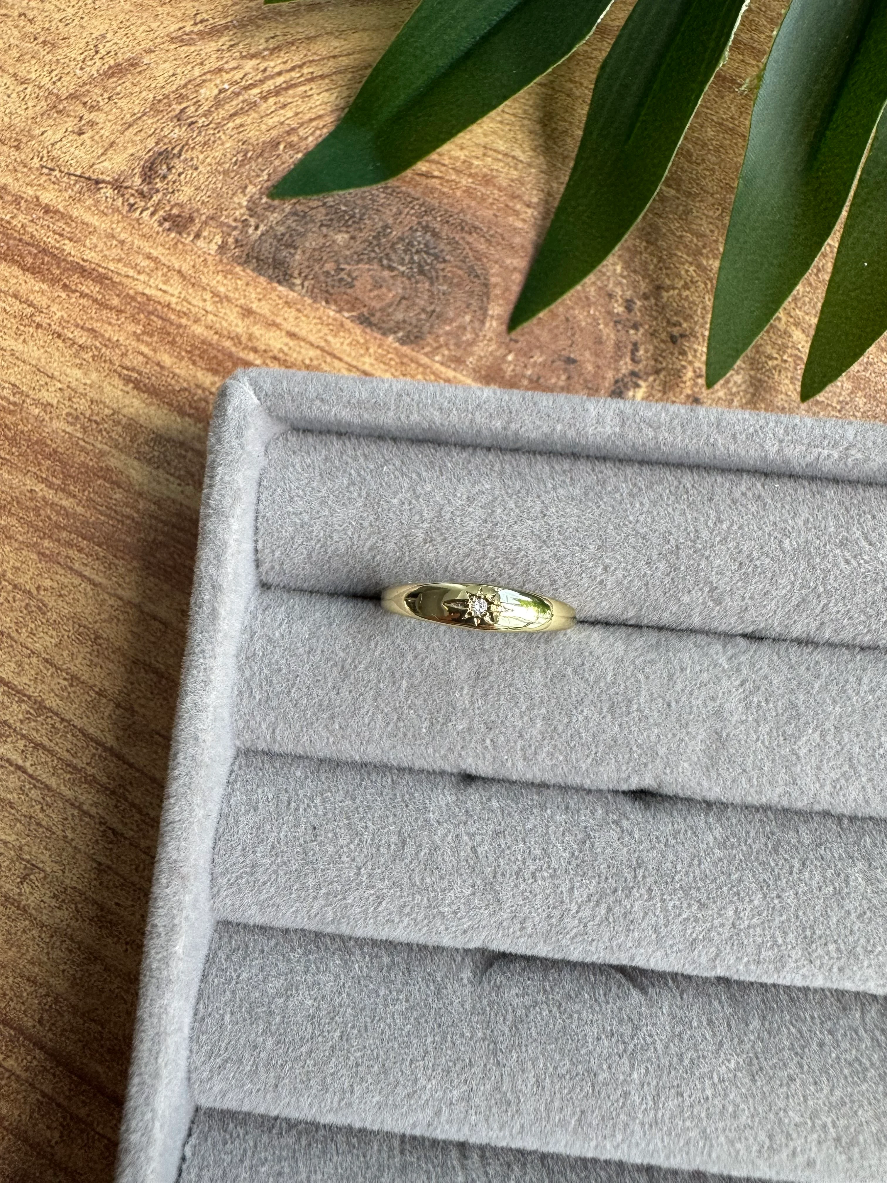 14K Altın Kaplama Mini Kutup Yıldızı Serçe Parmak Yüzüğü Gold