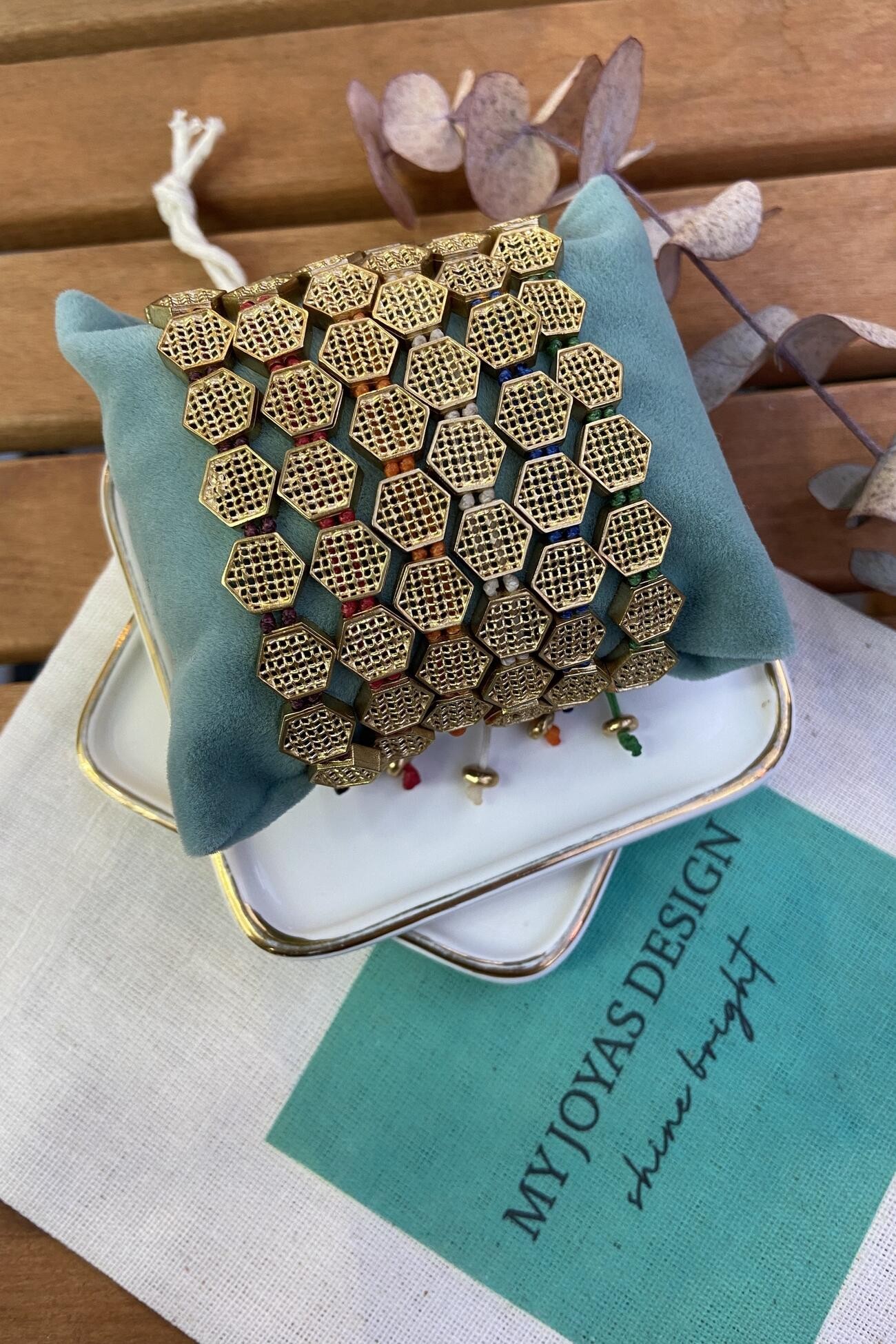 Bronz Altıgen Petek Bileklik