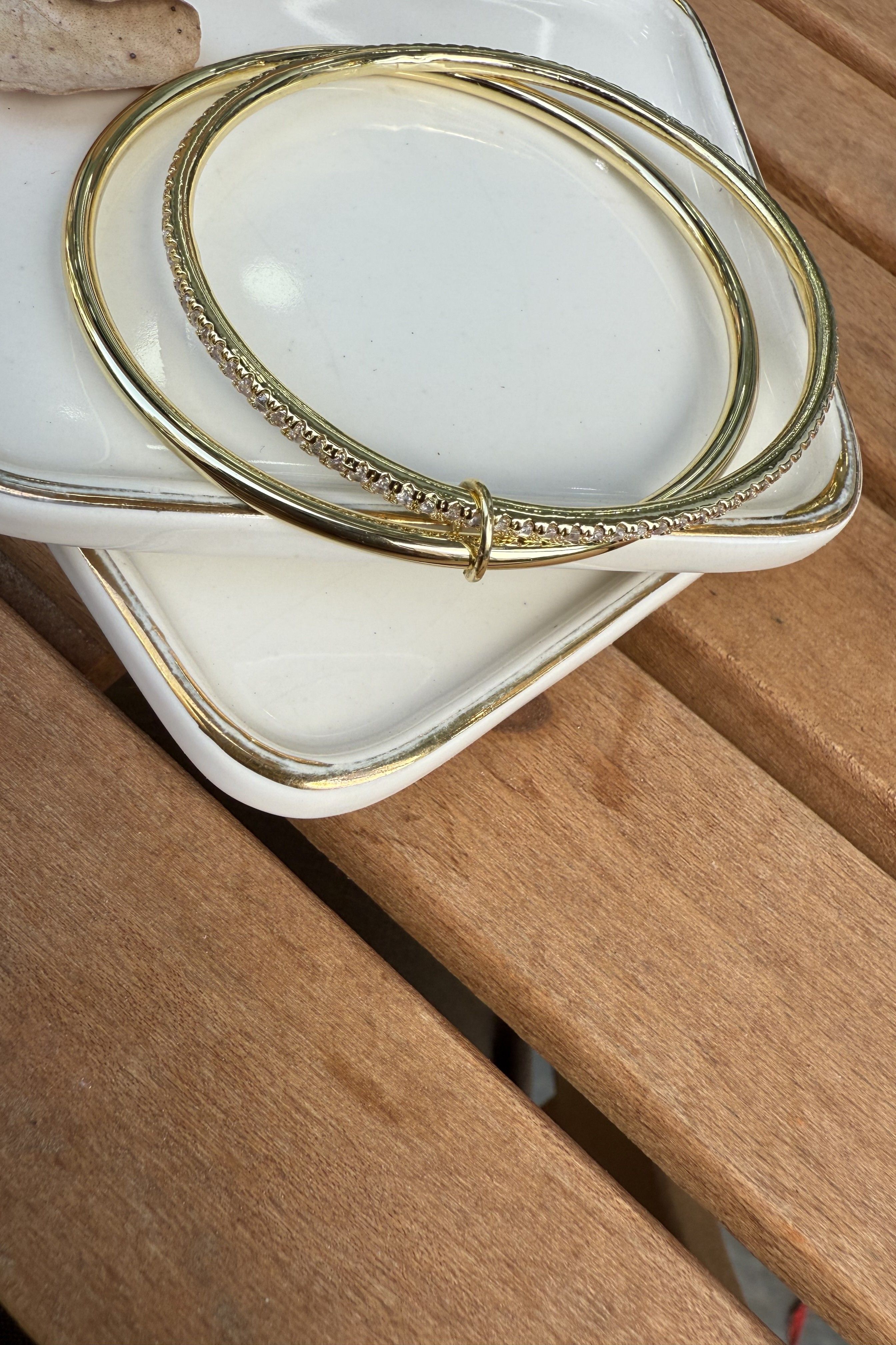 14K Altın Kaplama 2'li Spinelli Bilezikler 6.5cm