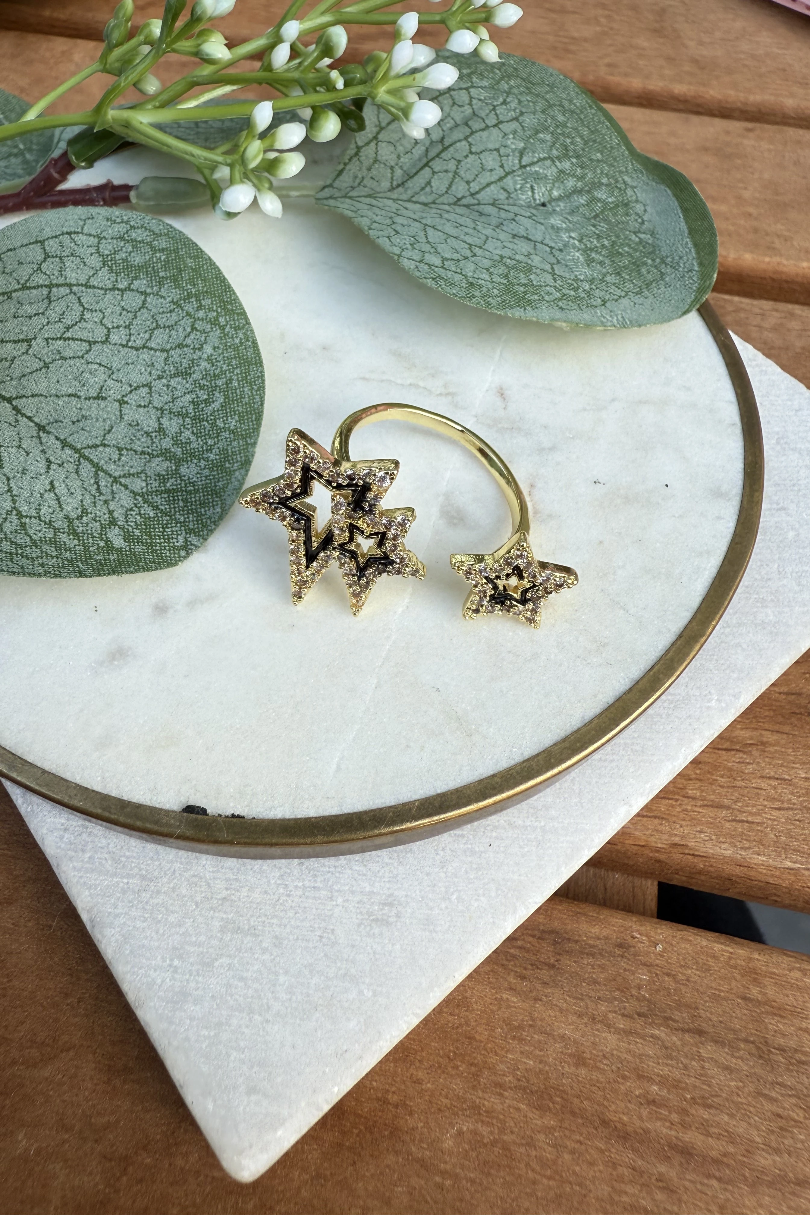 14K Altın Kaplama Çift Yön Yıldız Yüzük