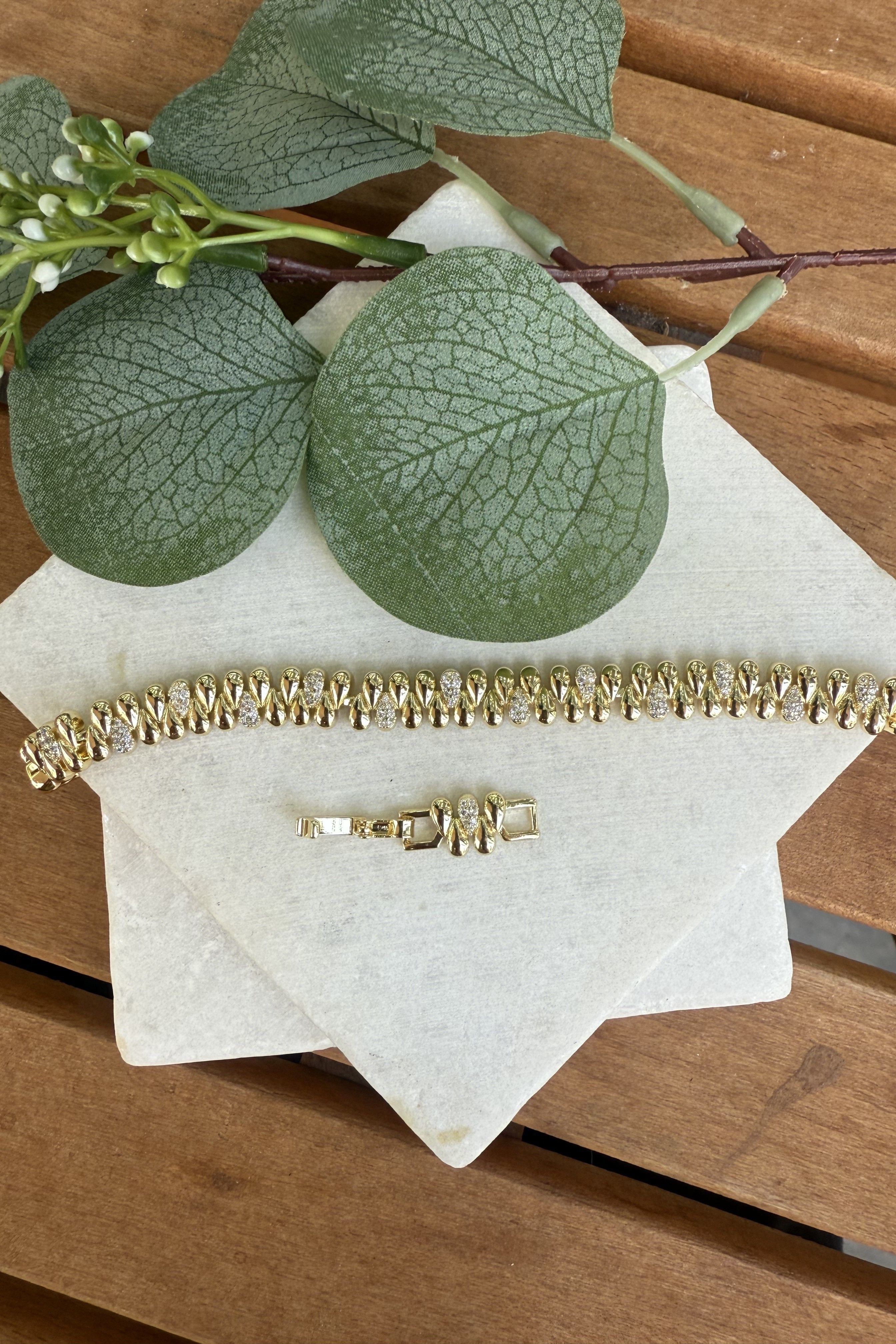 14K Altın Kaplama Minik Damlalar Bileklik 16+2cm