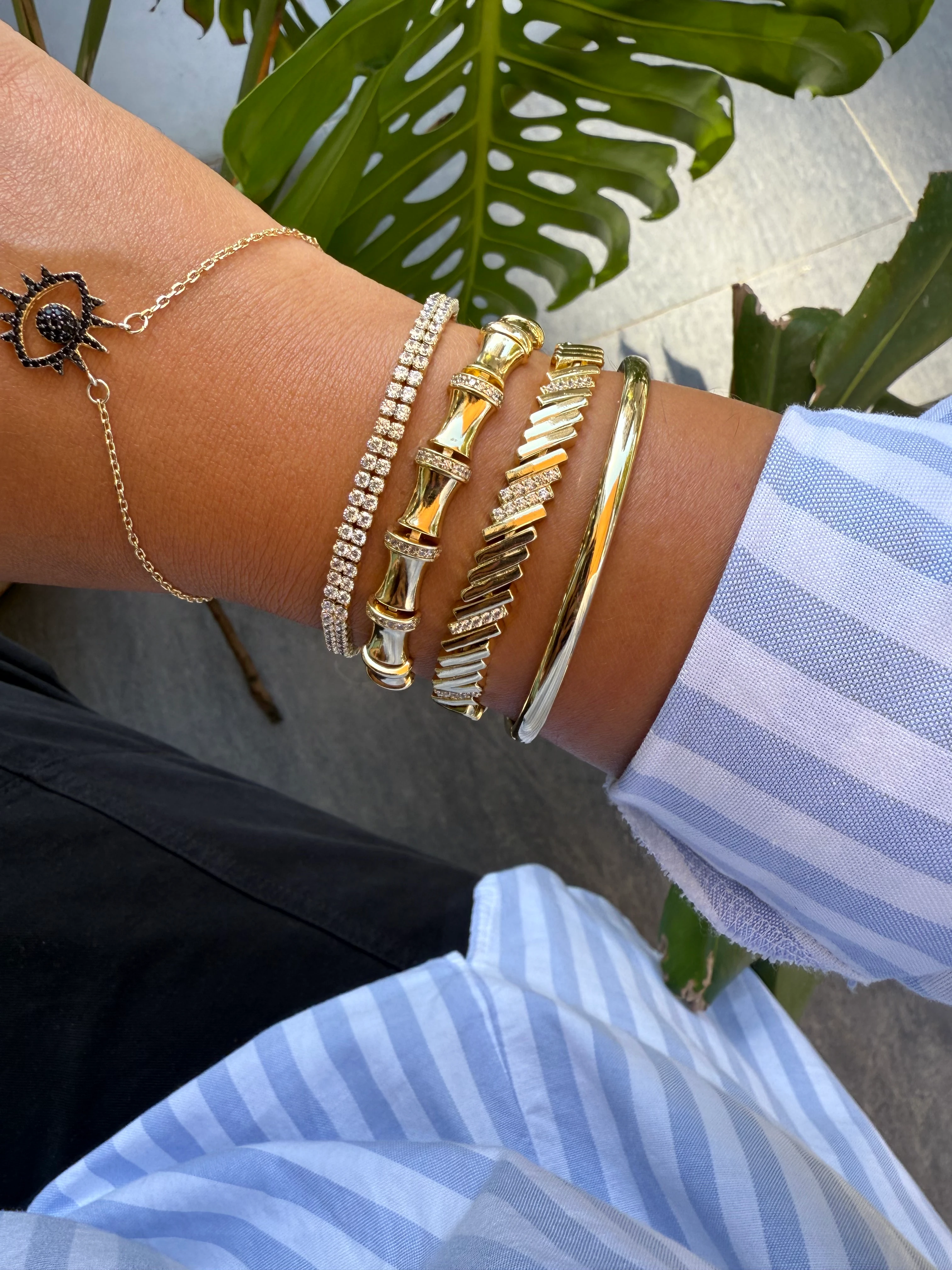 Özel Seri Kemik Araları Taşlı Bileklik 17+2cm