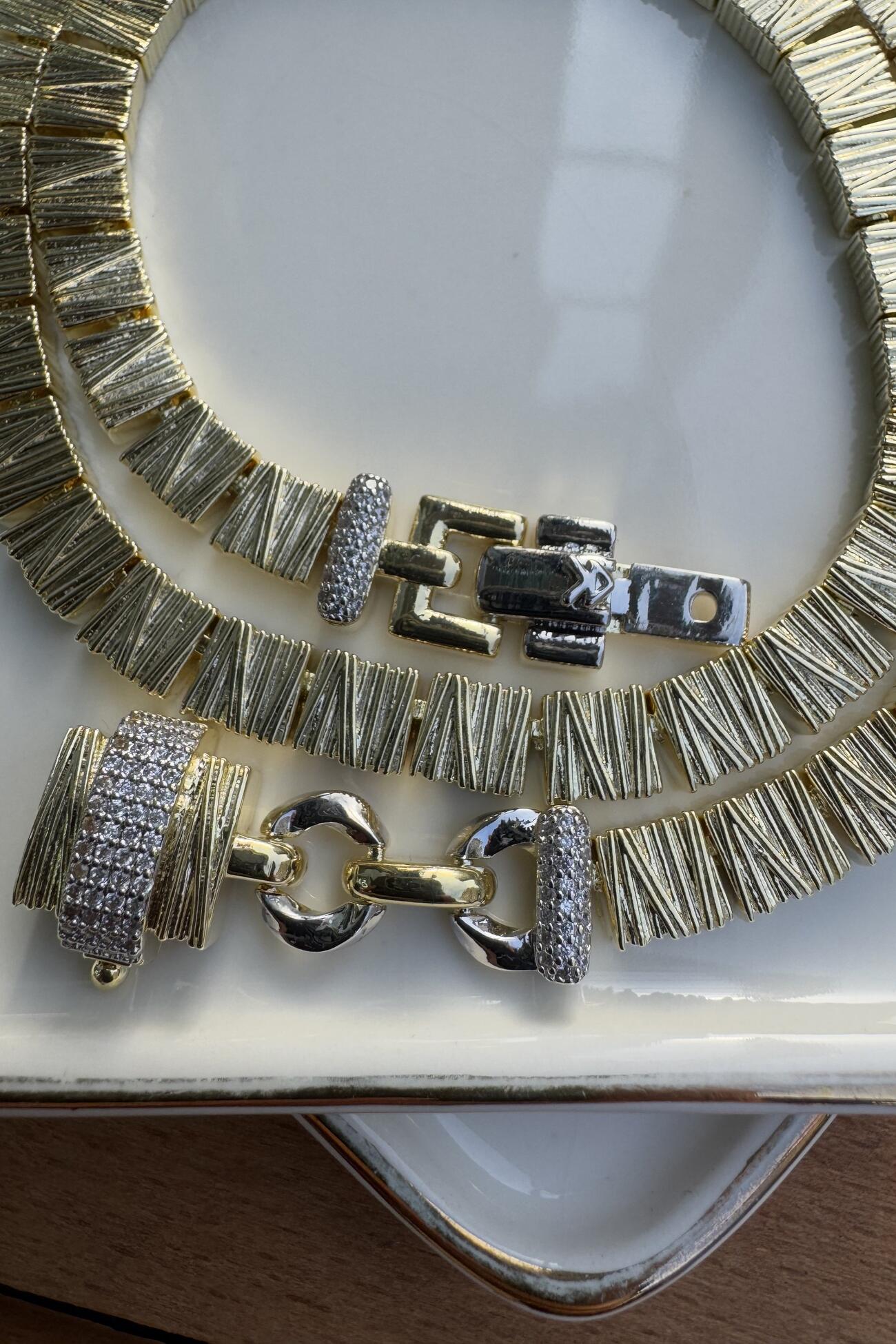 14K Altın Kaplama Özel Kapamalı Marka Kolye 45cm