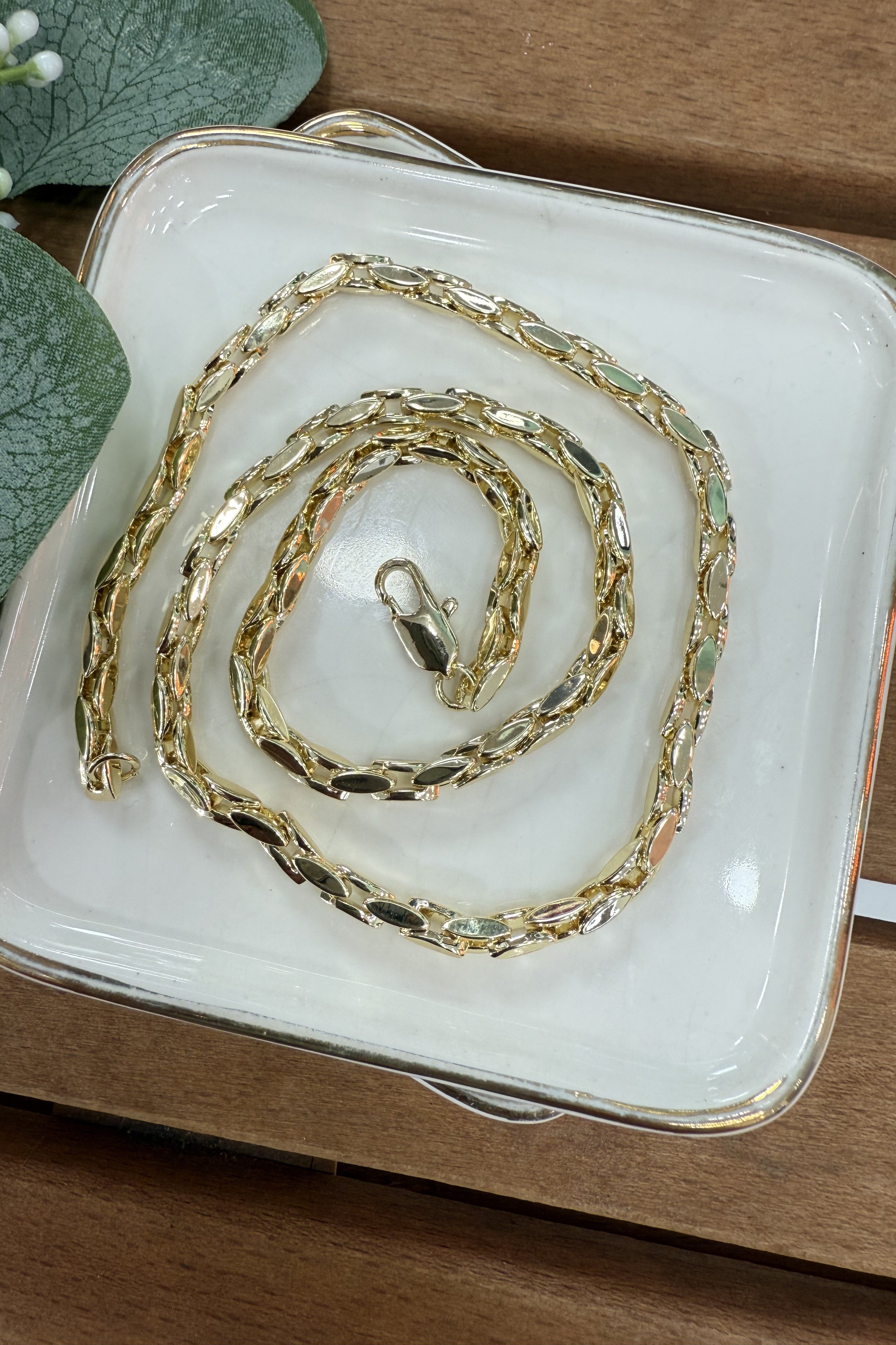 14K Altın Kaplama Tilki Kuyruğu Zincir Kolye 45cm